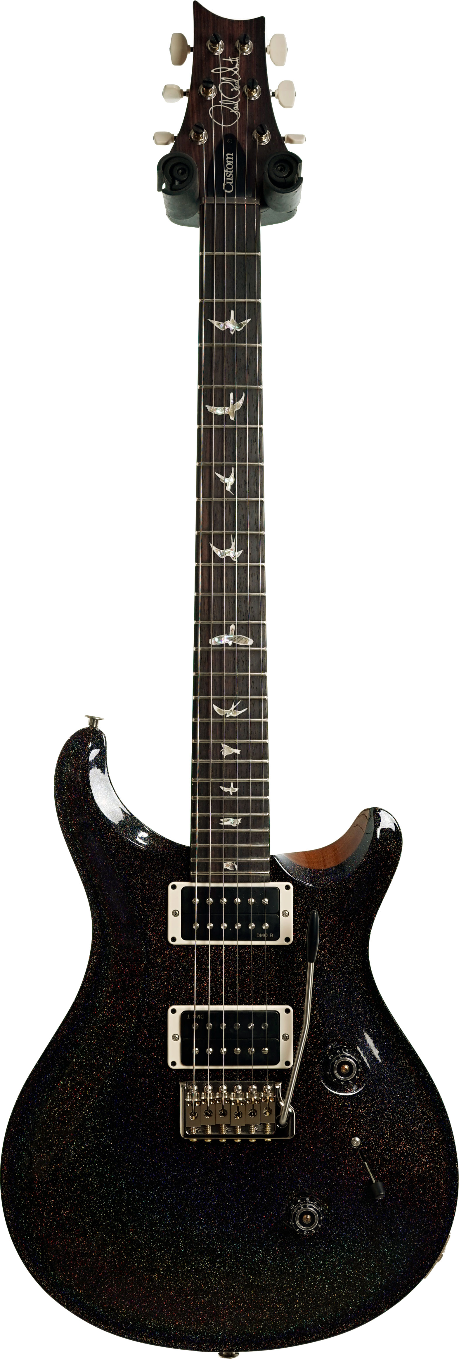 PRS Custom 24 Black Rainbow Holoflake Top & Binding (Natural Back) #0421928