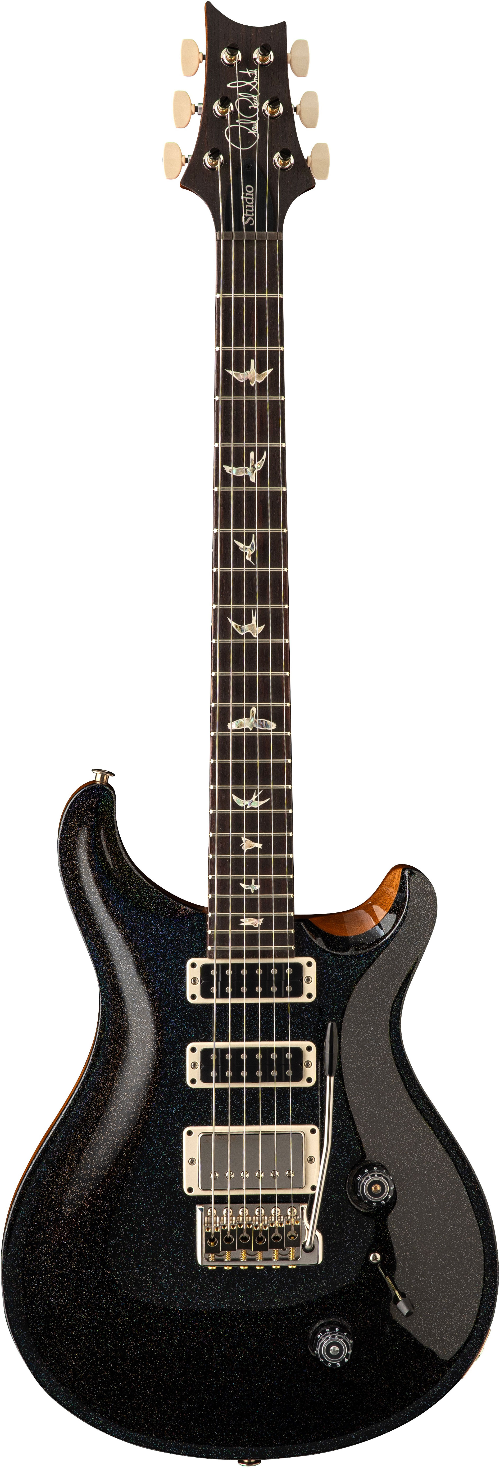 PRS Studio Black Rainbow Holoflake Top & Binding (Natural Back)