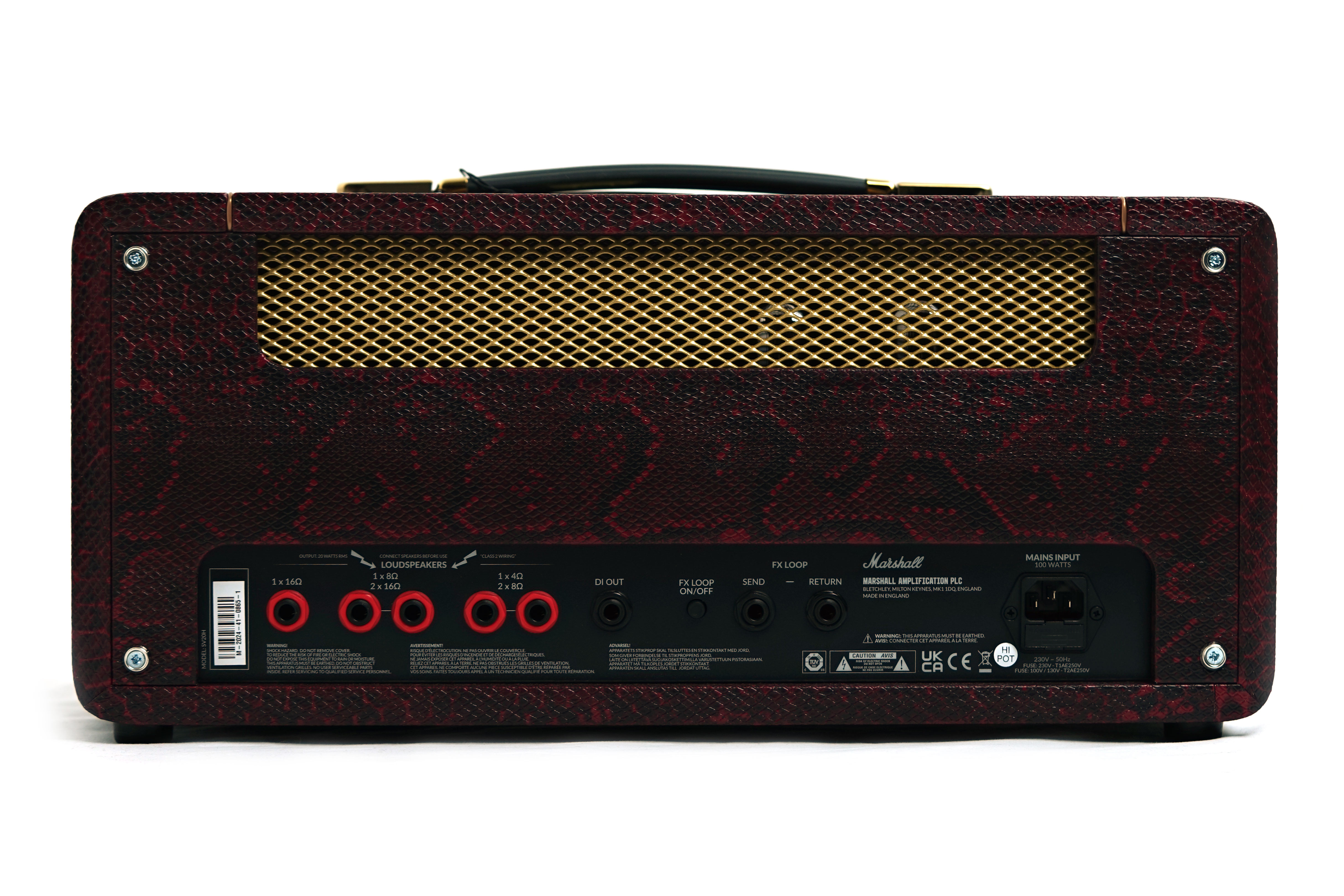 Marshall Design Store SV20H Studio Vintage Valve Amp Head Burgundy Snakeskin