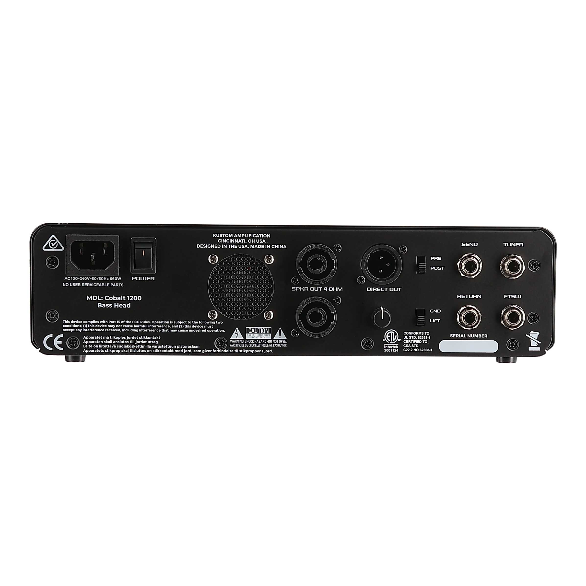 Kustom Amplification Cobalt 1200W Cat D Bass Solid State Amp Head
