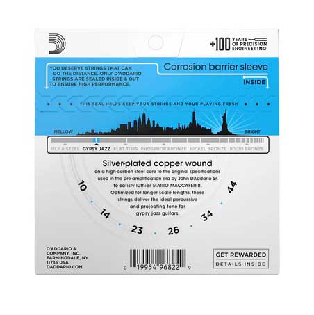 D'Addario EJ48L 10-44 Light Loop End Gypsy Jazz Acoustic Guitar Strings