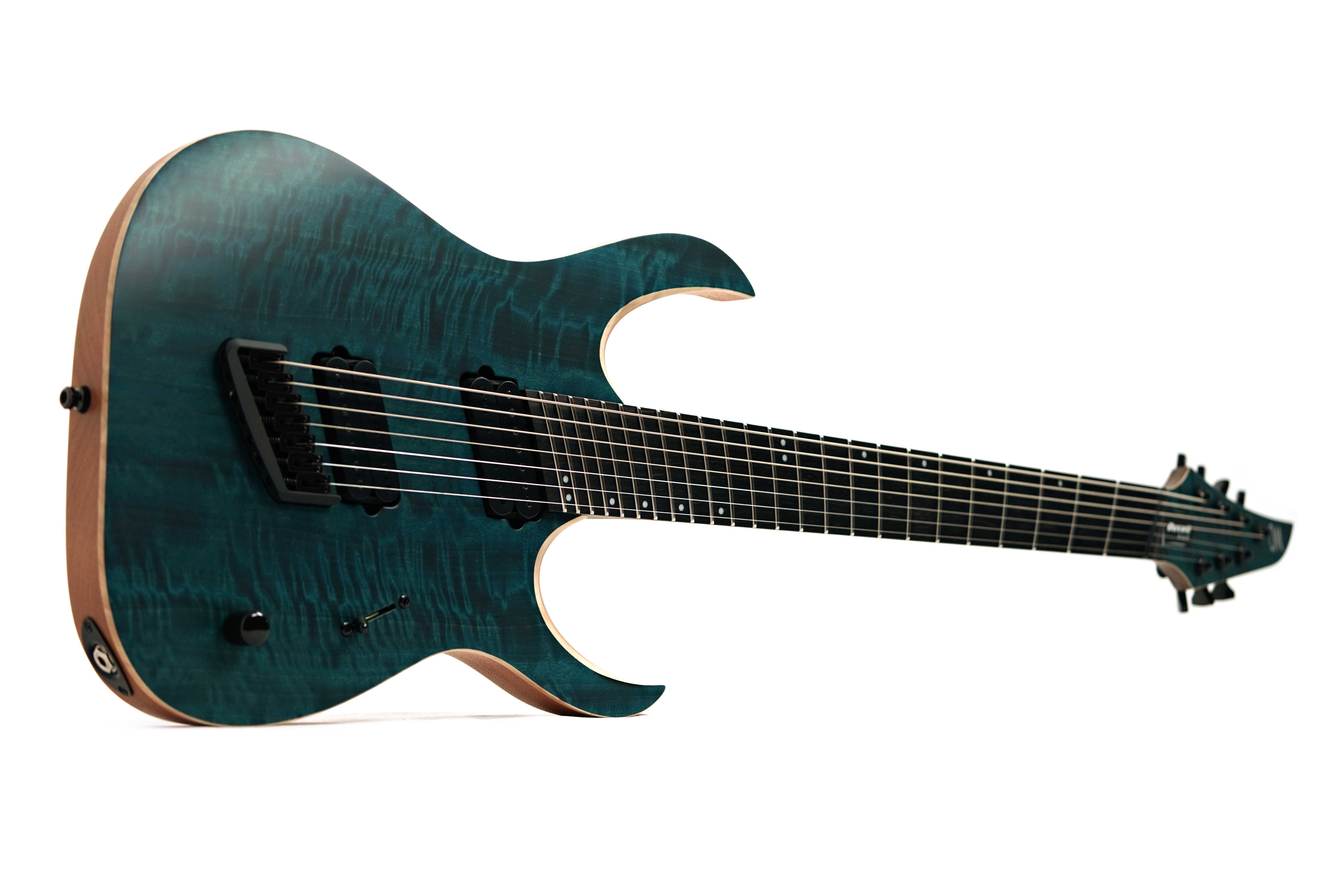 Mayones Duvell Elite VF 7 NAMM 2026 Build Transparent Turquoise Satin #DF2512219