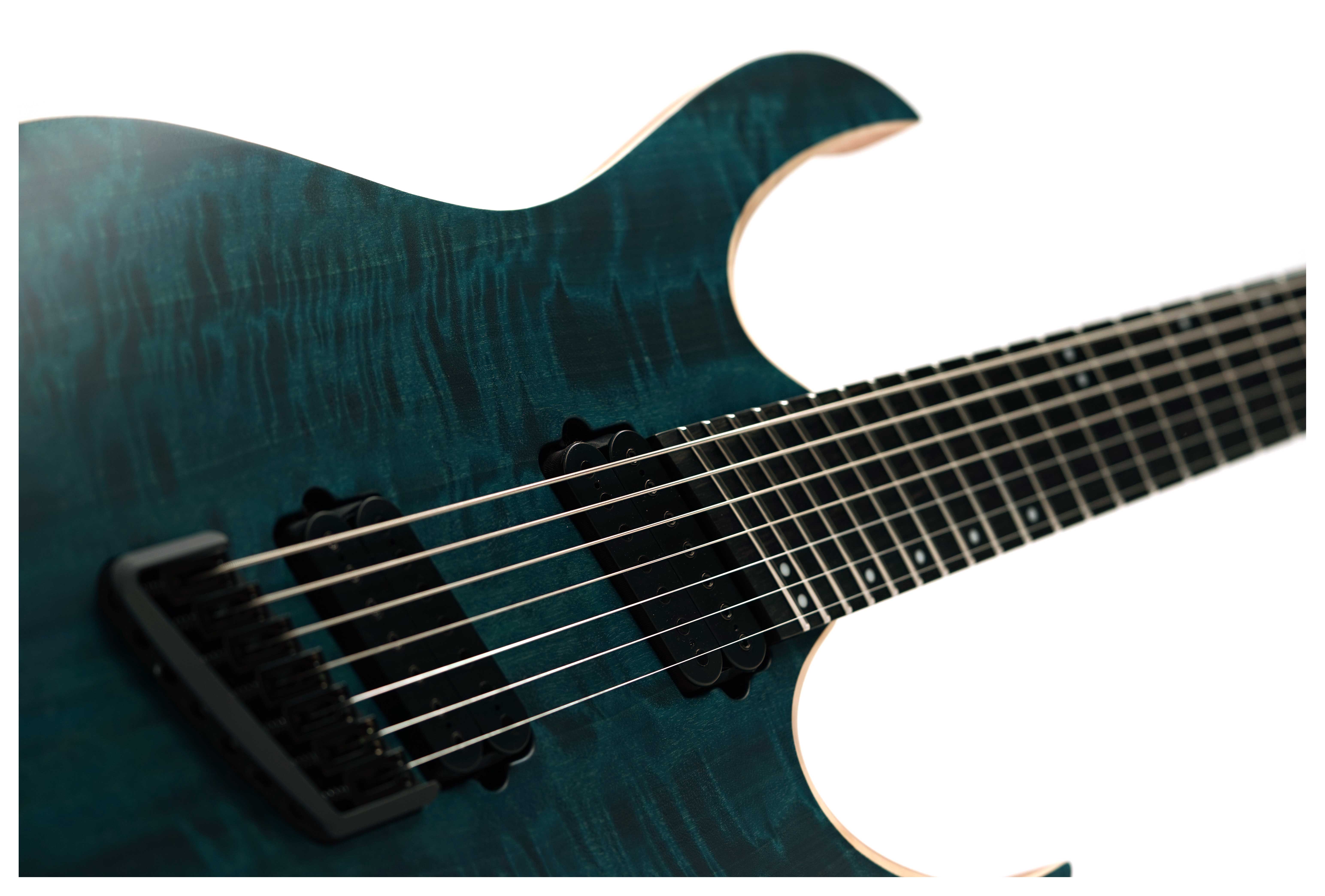 Mayones Duvell Elite VF 7 NAMM 2026 Build Transparent Turquoise Satin #DF2512219