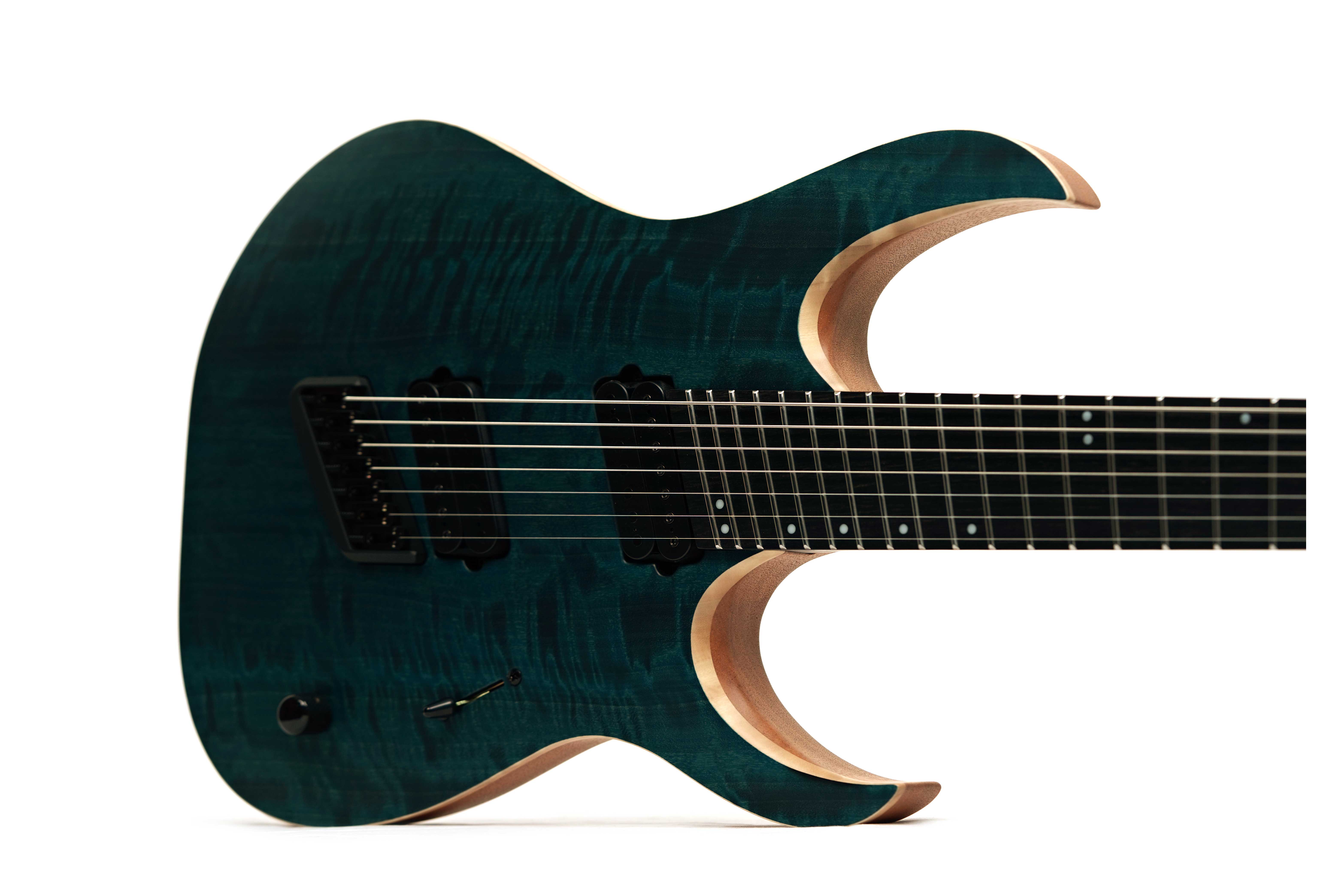 Mayones Duvell Elite VF 7 NAMM 2026 Build Transparent Turquoise Satin #DF2512219
