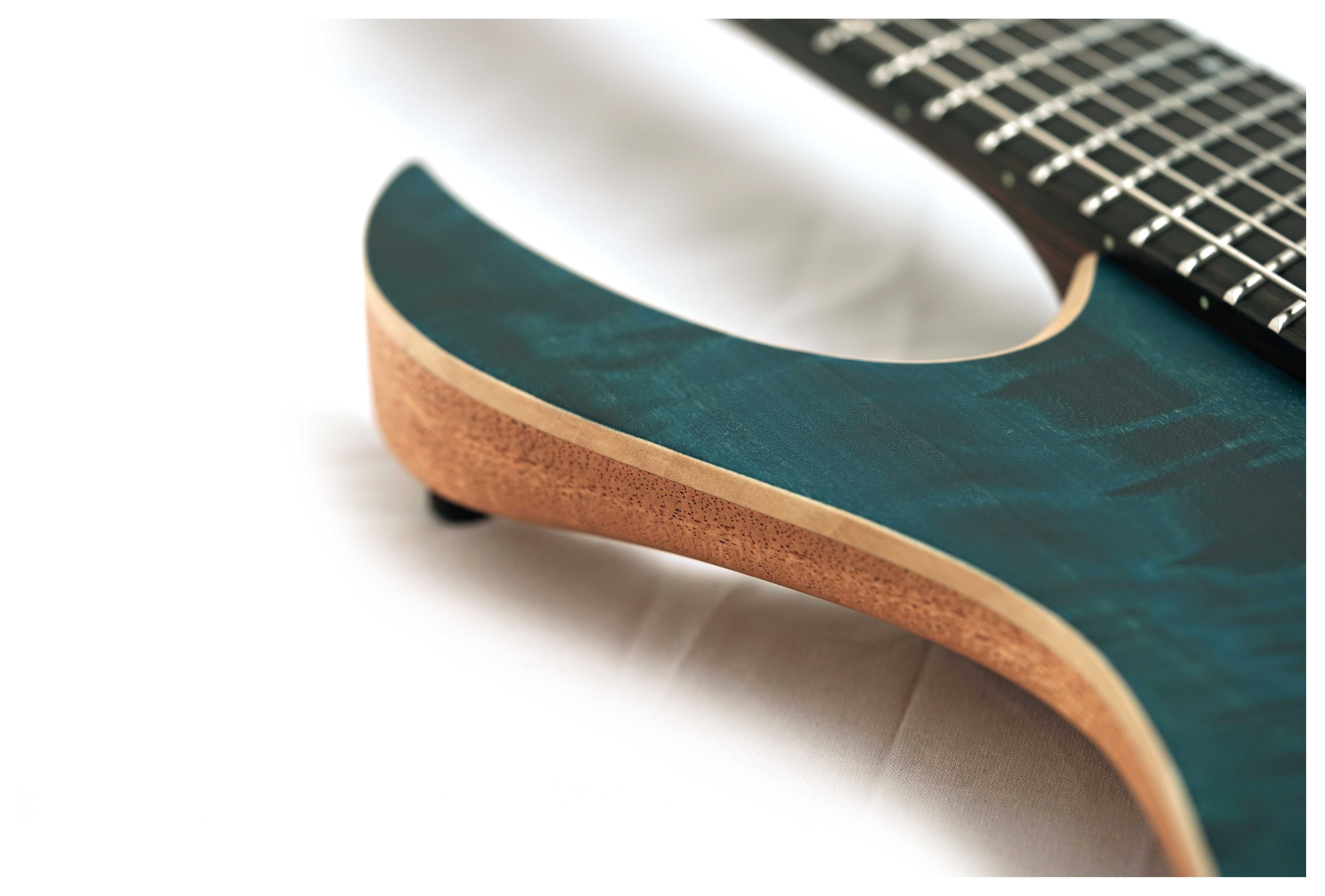 Mayones Duvell Elite VF 7 NAMM 2026 Build Transparent Turquoise Satin #DF2512219