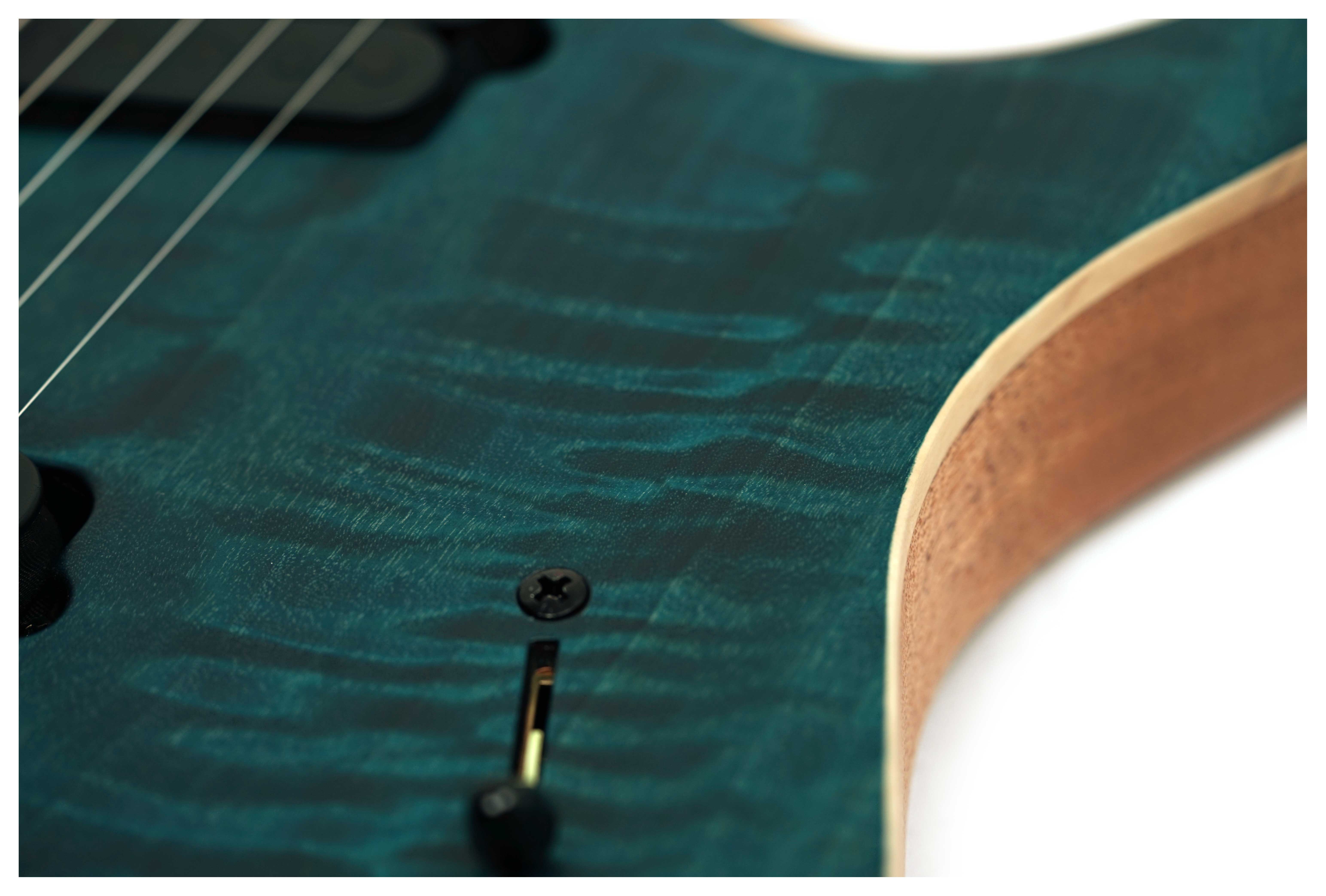 Mayones Duvell Elite VF 7 NAMM 2026 Build Transparent Turquoise Satin #DF2512219