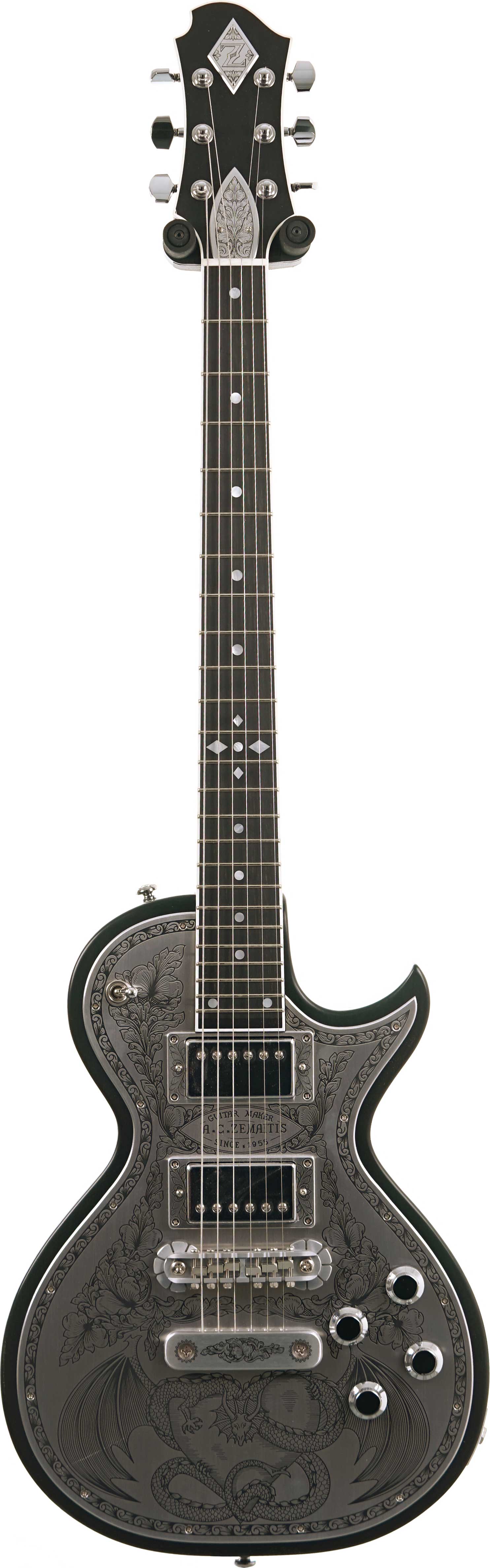 Zemaitis MFG-AC-24 Metal Front, Dragon and Heart Black Satin (Ex-Demo) #A24166