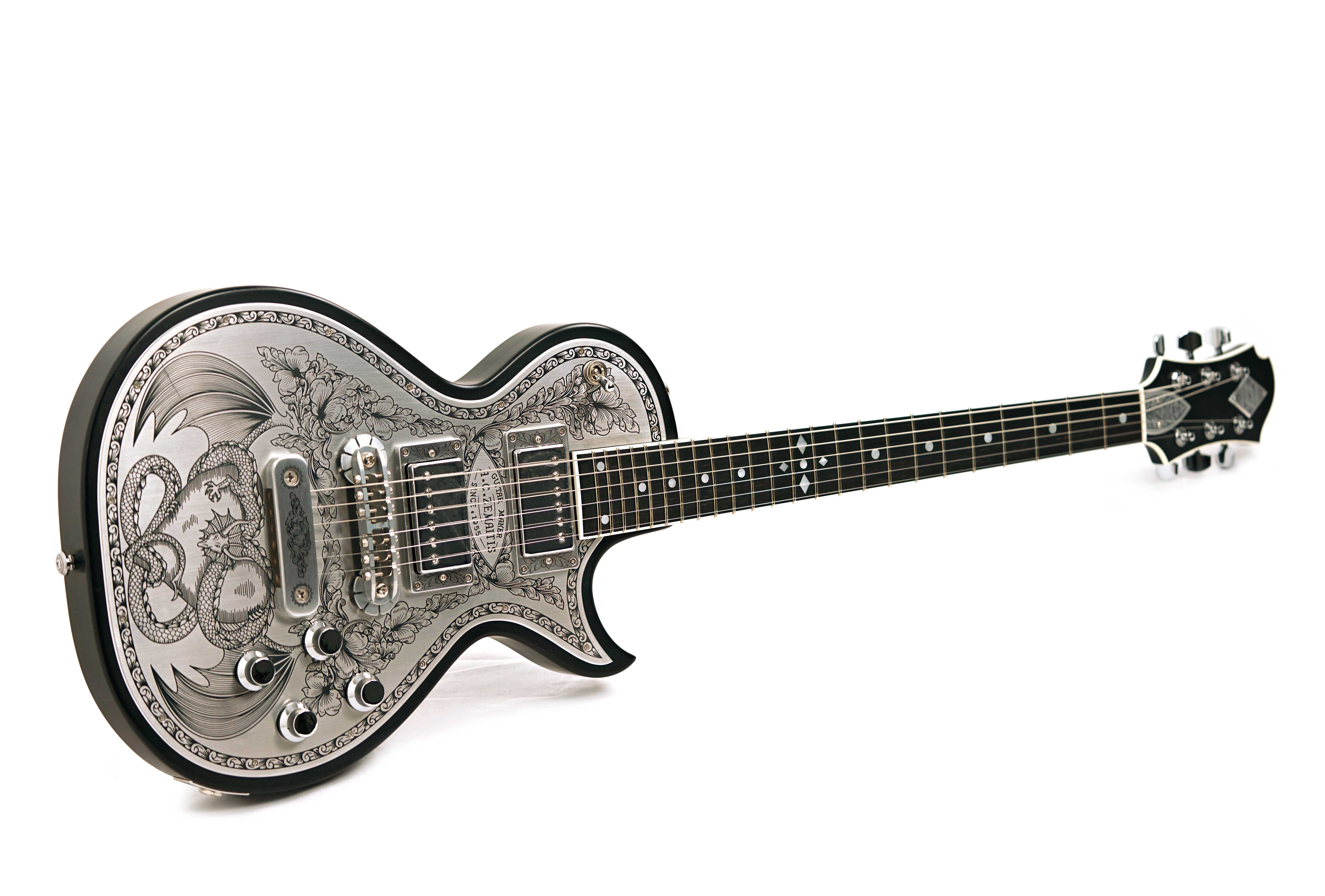 Zemaitis MFG-AC-24 Metal Front, Dragon and Heart Black Satin (Ex-Demo) #A24166