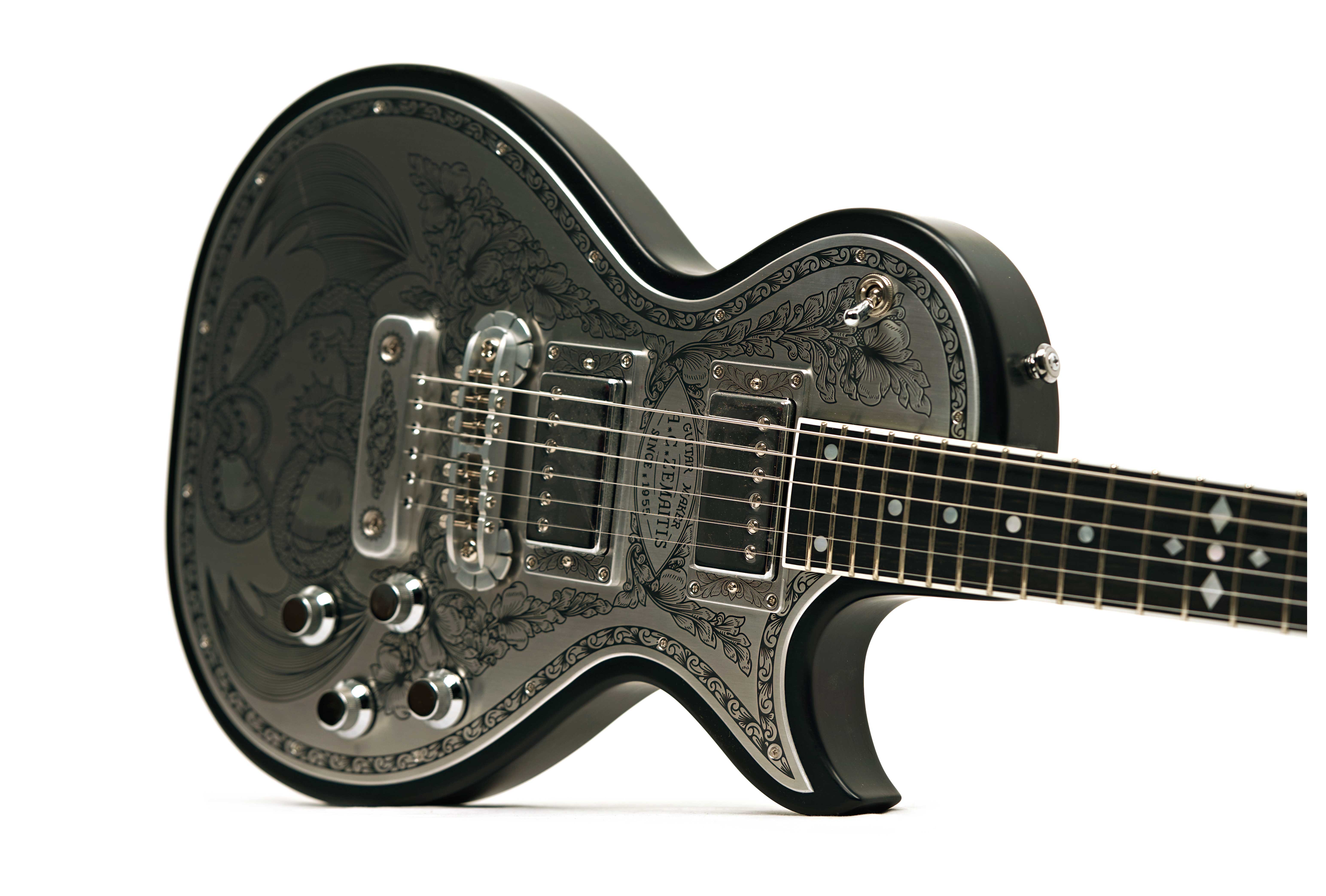 Zemaitis MFG-AC-24 Metal Front, Dragon and Heart Black Satin (Ex-Demo) #A24166