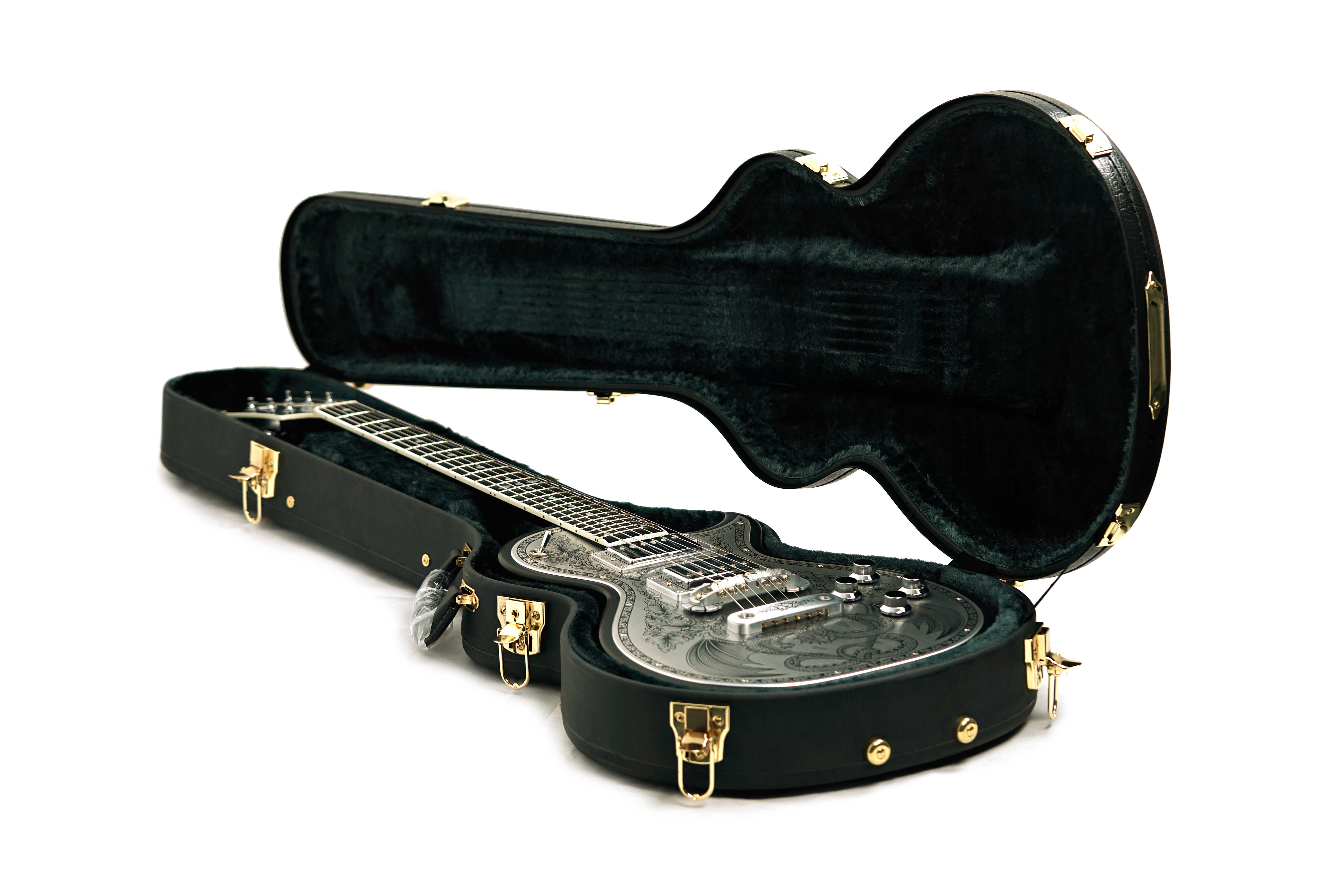 Zemaitis MFG-AC-24 Metal Front, Dragon and Heart Black Satin (Ex-Demo) #A24166