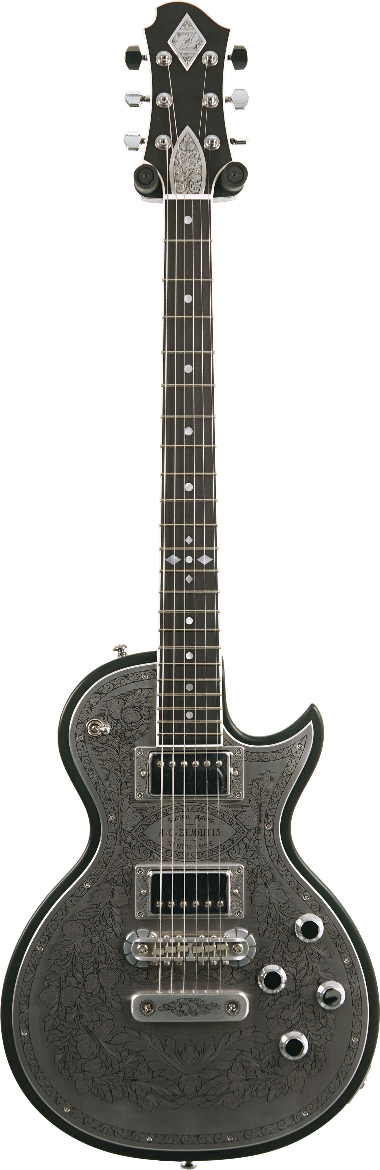 Zemaitis MFG-AC-24 Metal Front Leaf Design Black Satin