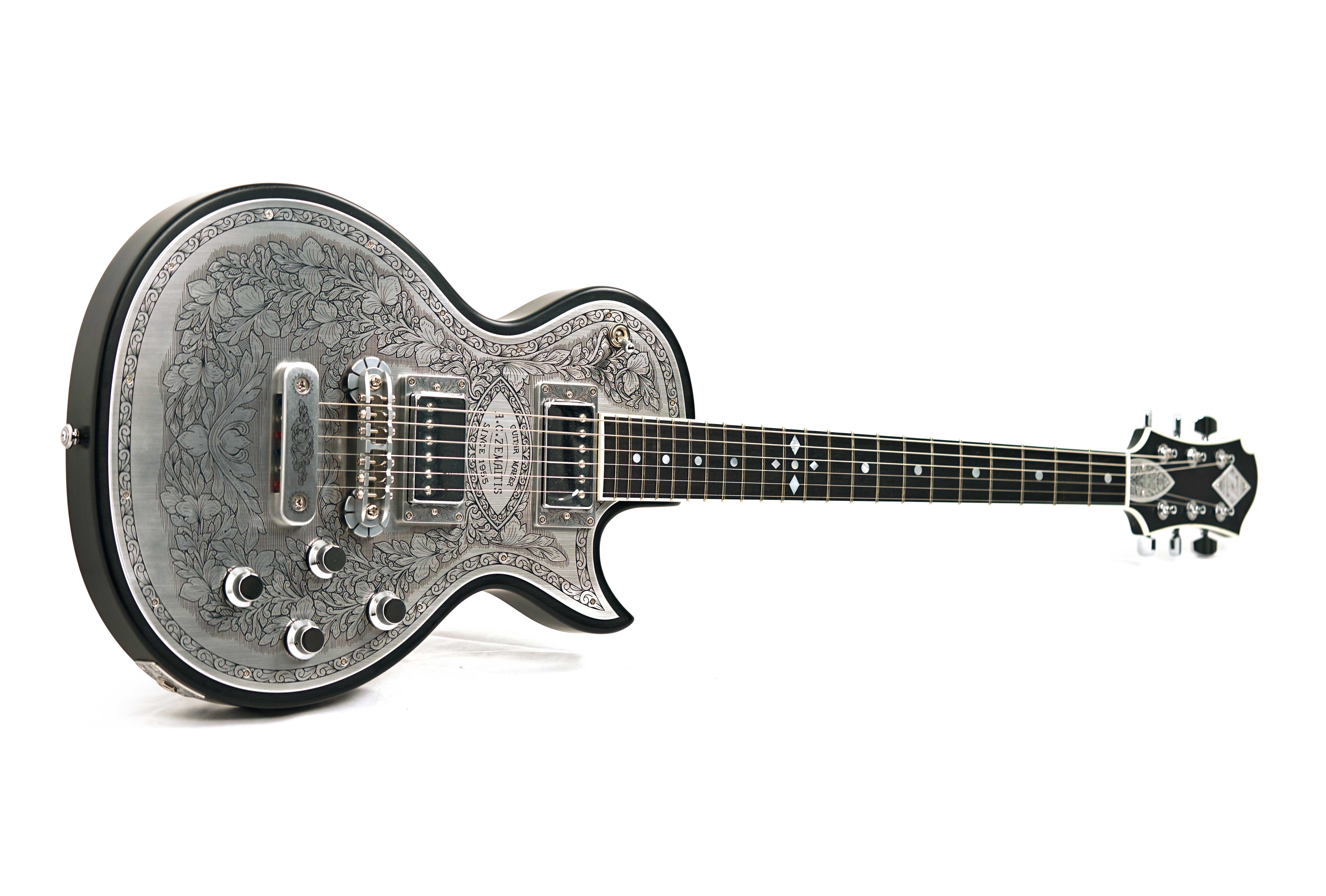Zemaitis MFG-AC-24 Metal Front Leaf Design Black Satin