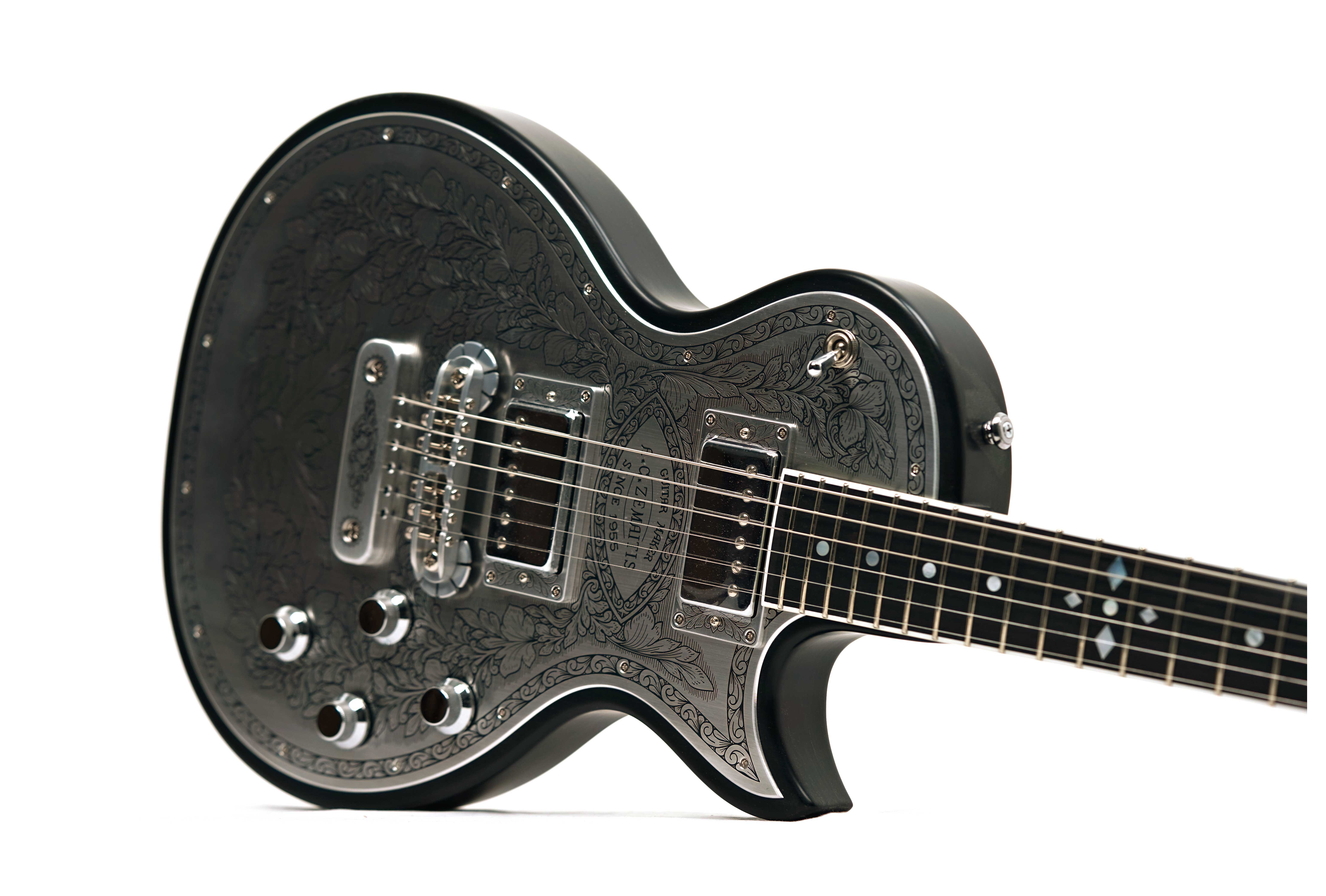 Zemaitis MFG-AC-24 Metal Front Leaf Design Black Satin