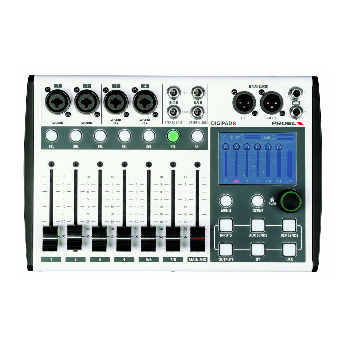 Proel DIGIPAD8 Digital Mixer 8 In USB Bluetooth Motor Faders