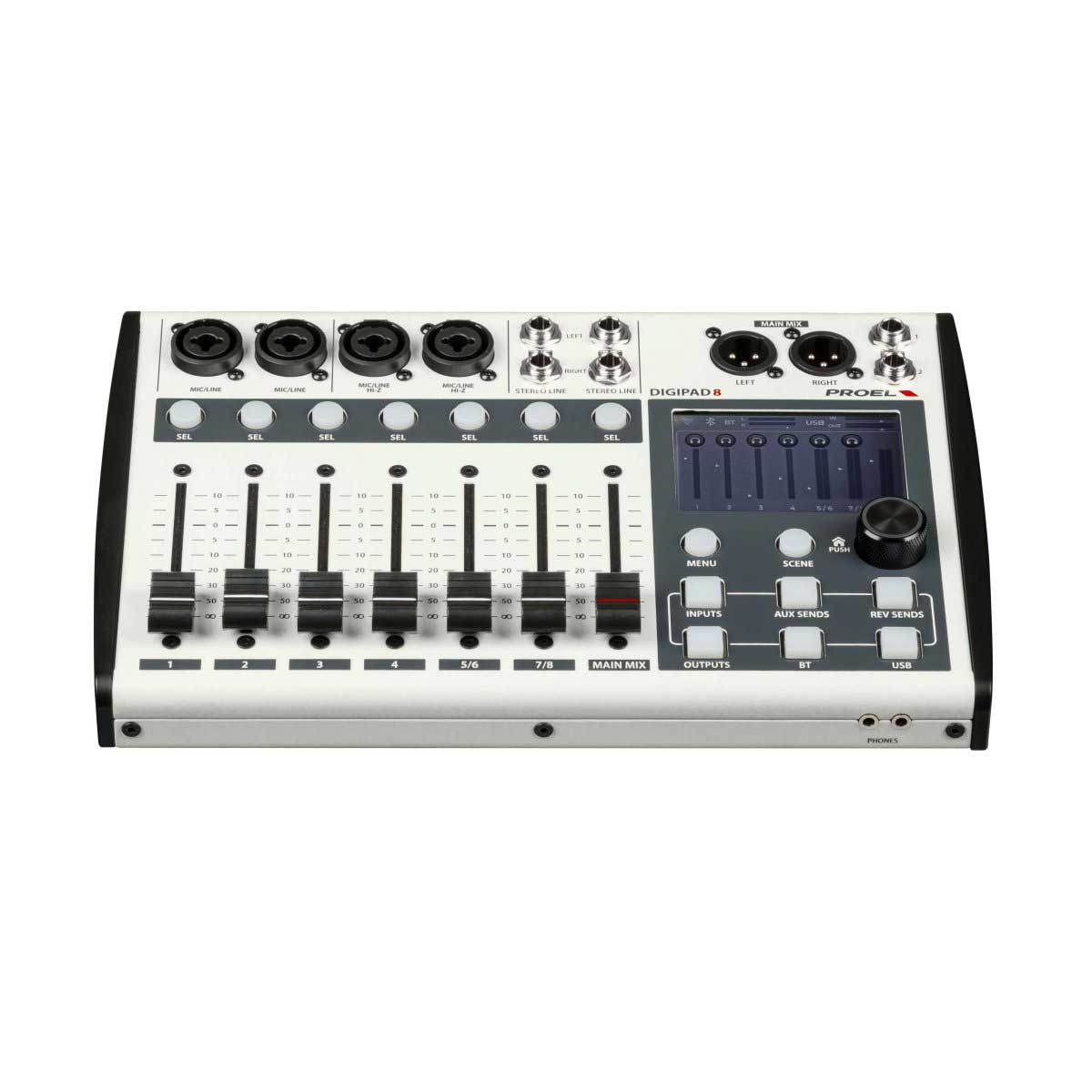 Proel DIGIPAD8 Digital Mixer 8 In USB Bluetooth Motor Faders