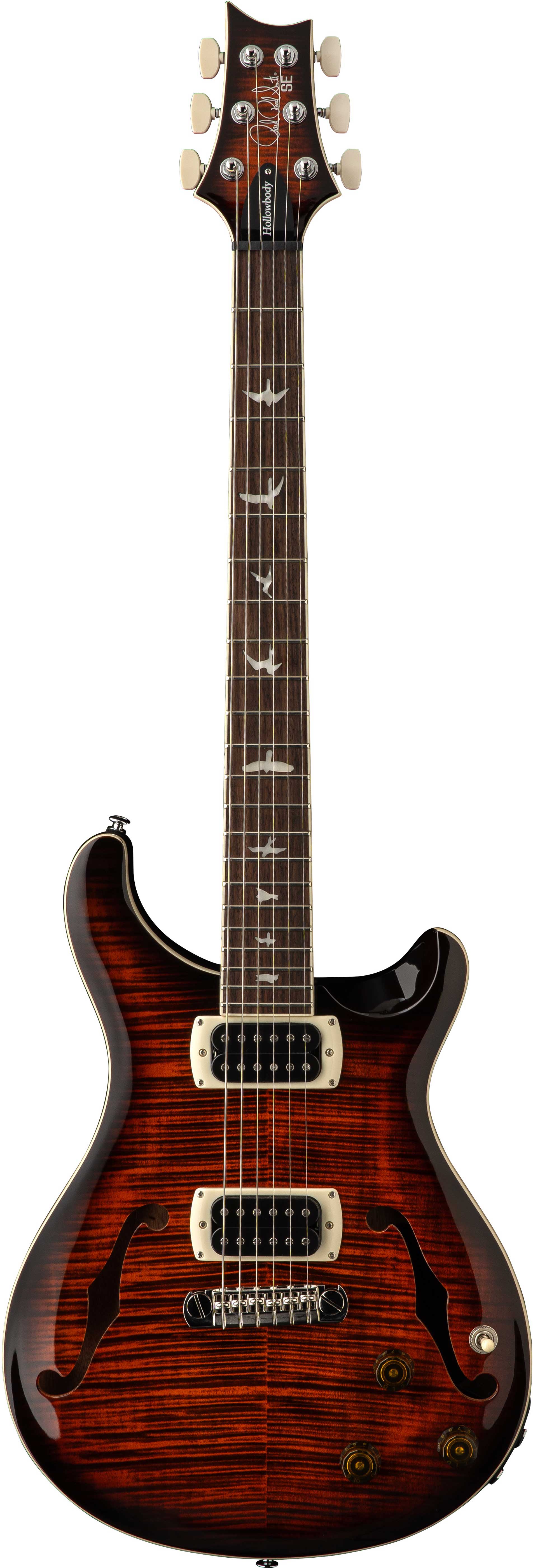 PRS SE Flat Back Hollowbody I Piezo Orange Tiger Smokeburst
