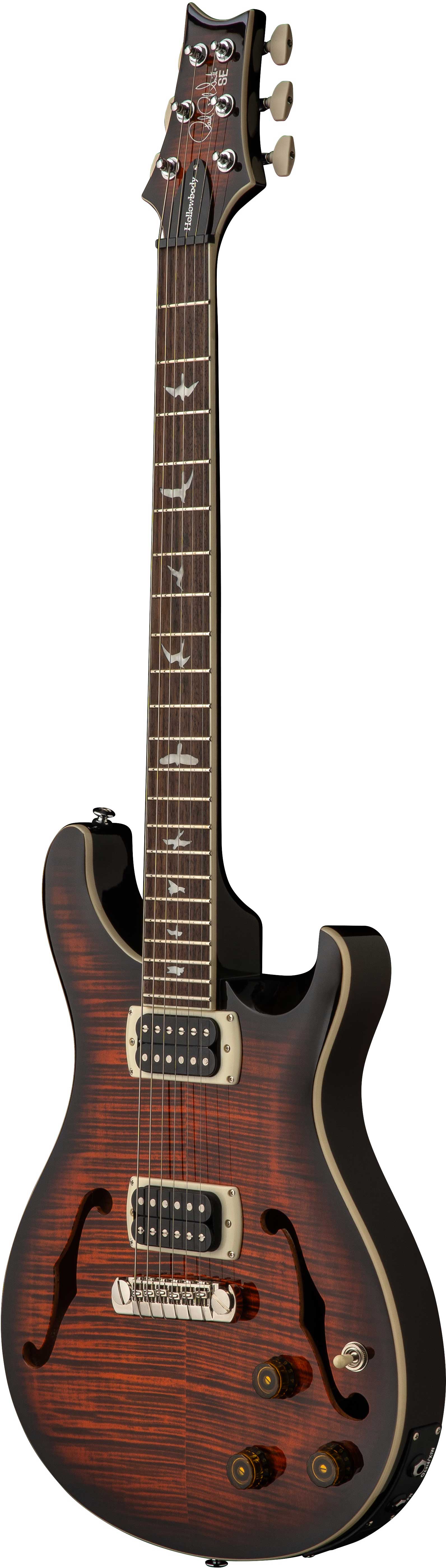 PRS SE Flat Back Hollowbody I Piezo Orange Tiger Smokeburst