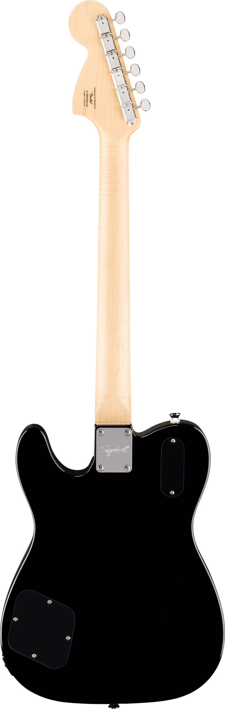 Squier Paranormal Troublemaker Telecaster Deluxe Bigsby Parchment Pickguard Black Indian Laurel Fingerboard