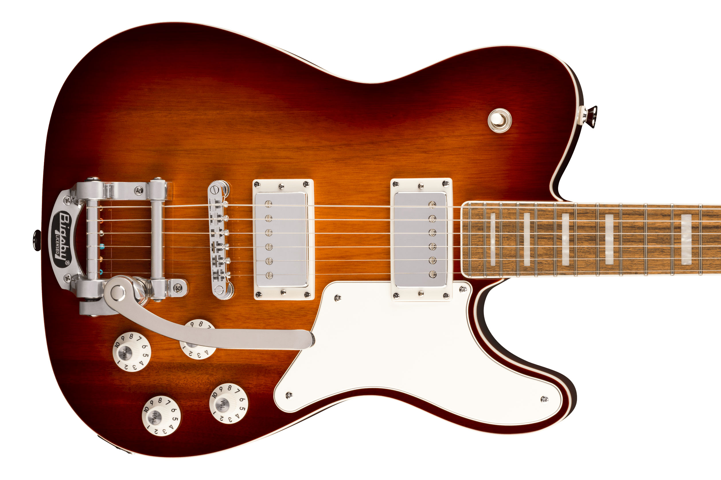 Squier Paranormal Troublemaker Telecaster Deluxe Bigsby Parchment Pickguard Honey Sunburst Indian Laurel Fingerboard