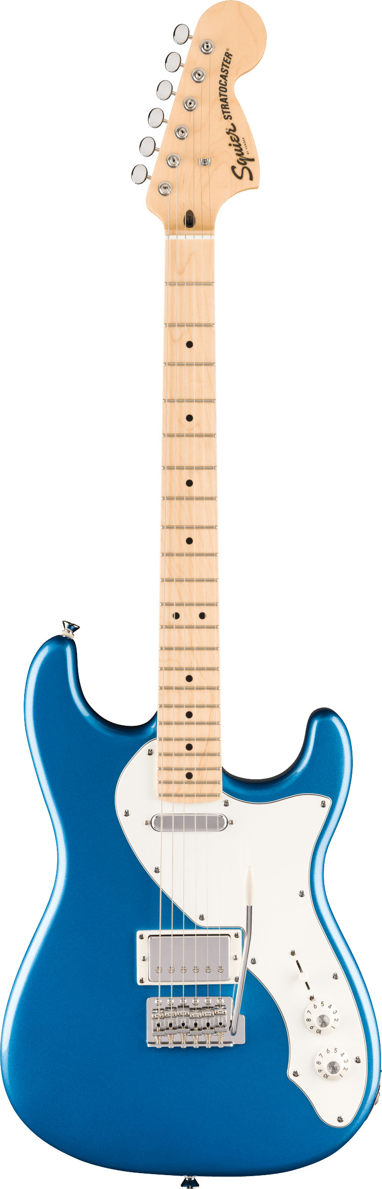 Squier Paranormal Stratocaster Deluxe Parchment Pickguard Lake Placid Blue Maple Fingerboard