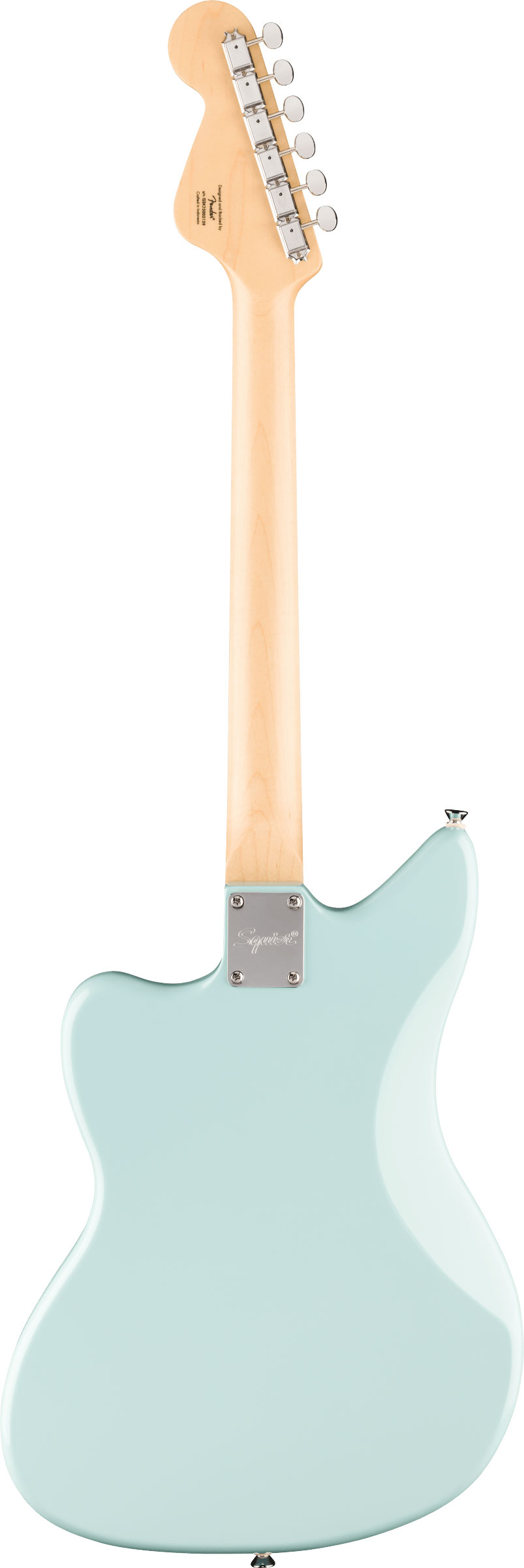 Squier Paranormal Electric VI Parchment Pickguard Matching Headstock Daphne Blue Indian Laurel Fingerboard
