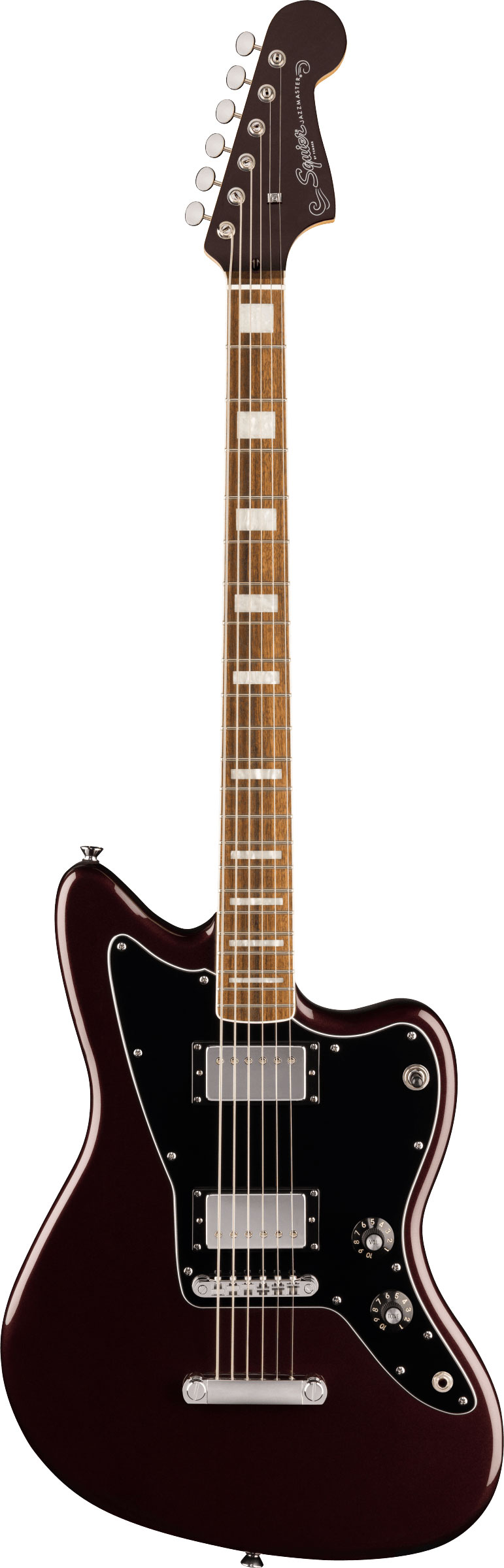 Squier Paranormal Baritone Jazzmaster HH Black Pickguard Oxblood Indian Laurel Fingerboard