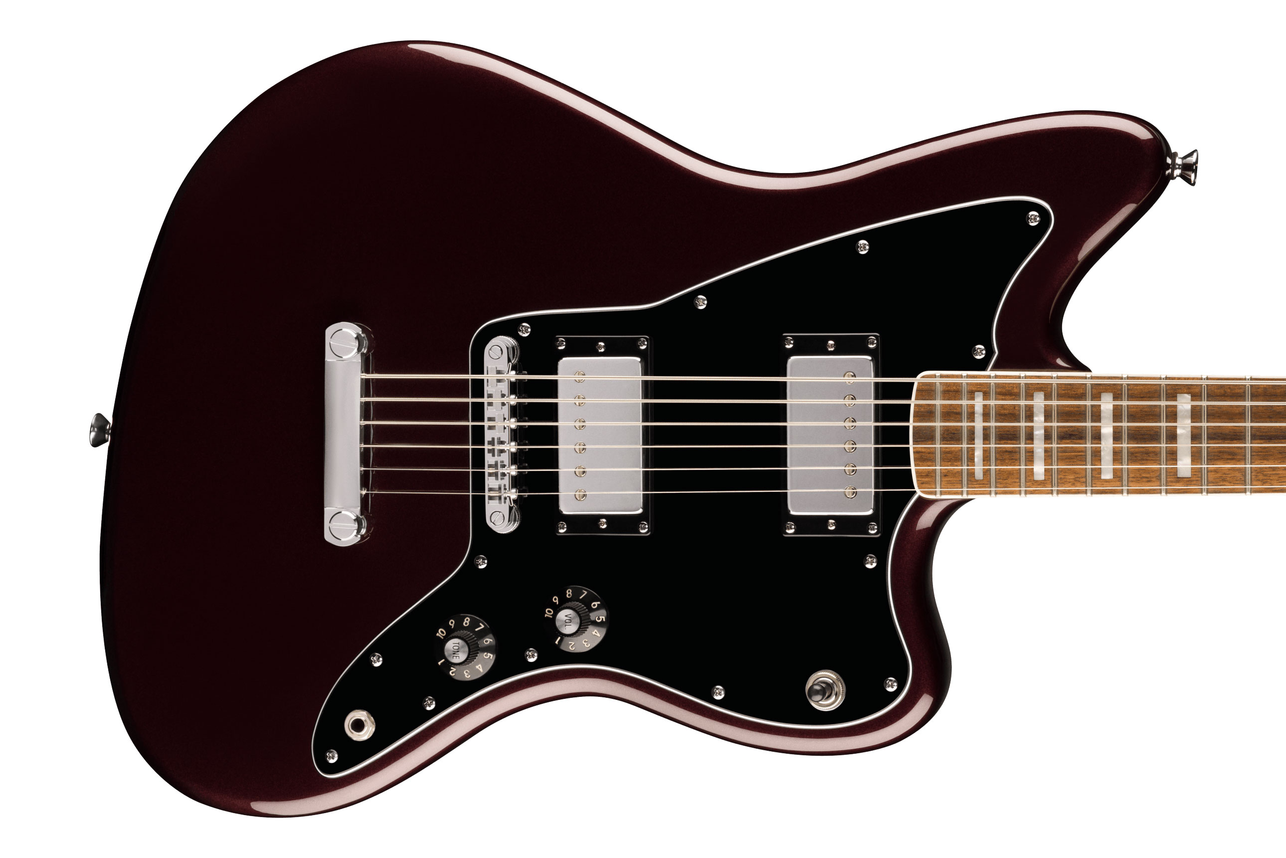 Squier Paranormal Baritone Jazzmaster HH Black Pickguard Oxblood Indian Laurel Fingerboard