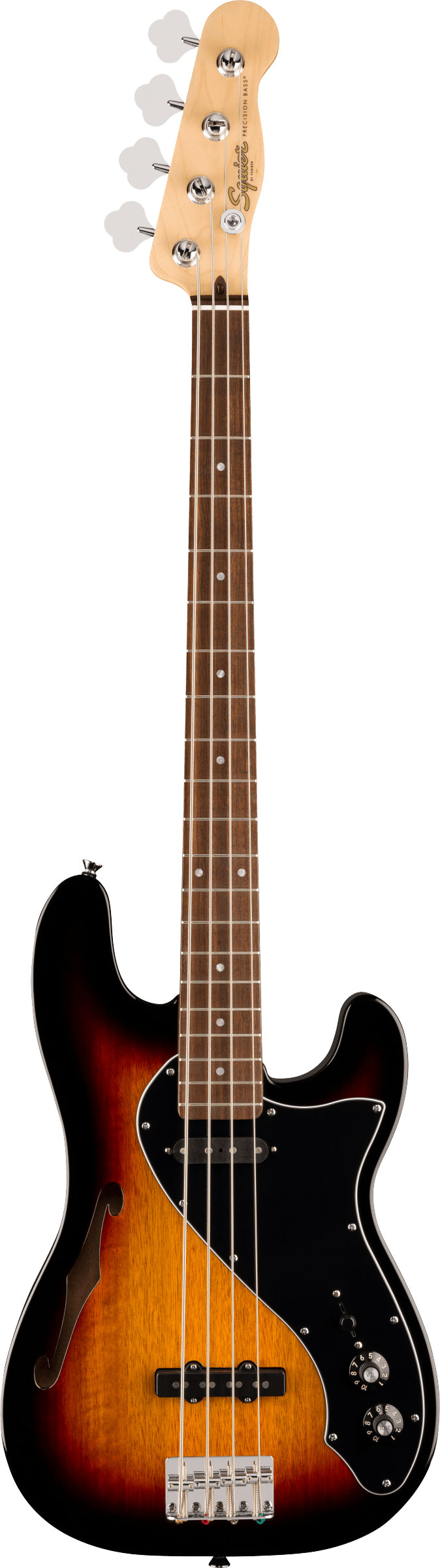 Squier Paranormal Precision Bass Thinline SJ Black Pickguard 3 Colour Sunburst Indian Laurel Fingerboard