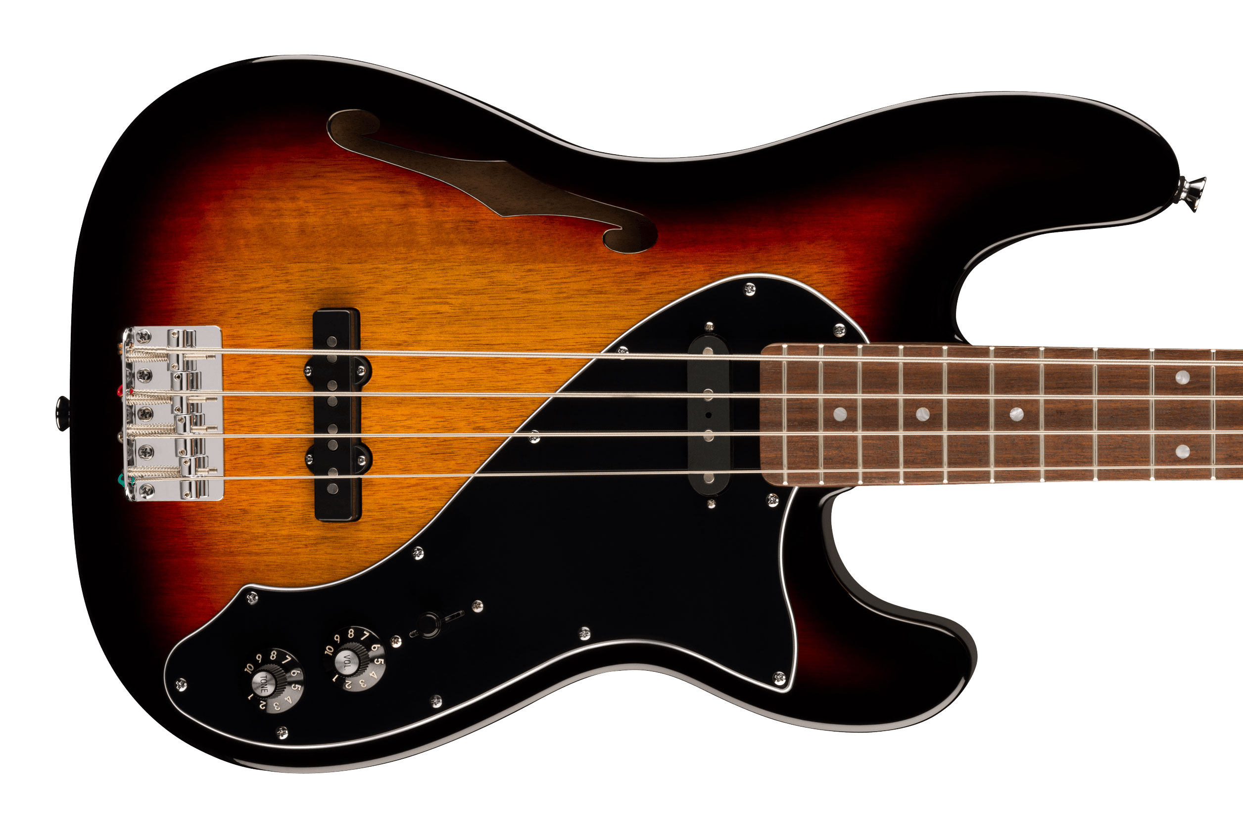 Squier Paranormal Precision Bass Thinline SJ Black Pickguard 3 Colour Sunburst Indian Laurel Fingerboard