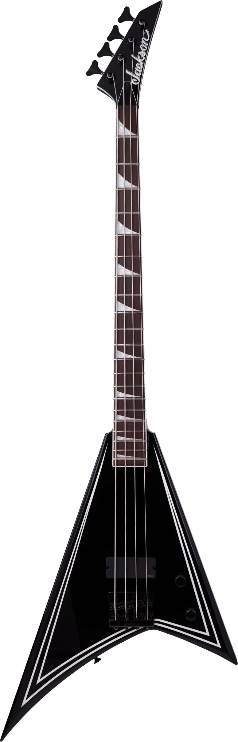 Jackson X Series RRB IV Rhoads Bass Amaranth Fingerboard Black with White Pinstripes