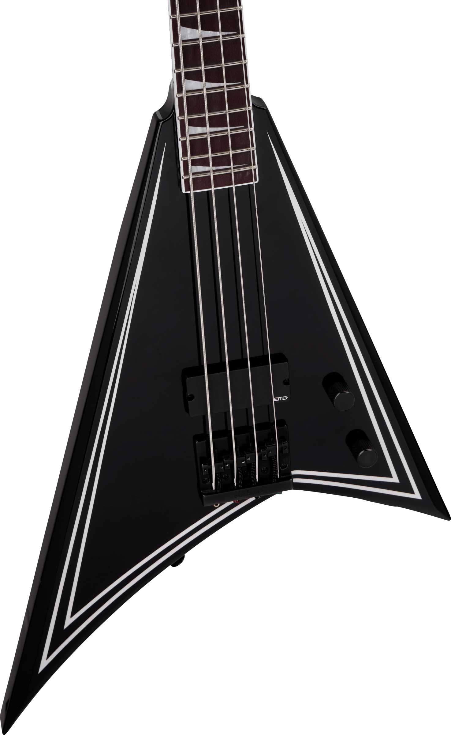 Jackson X Series RRB IV Rhoads Bass Amaranth Fingerboard Black with White Pinstripes