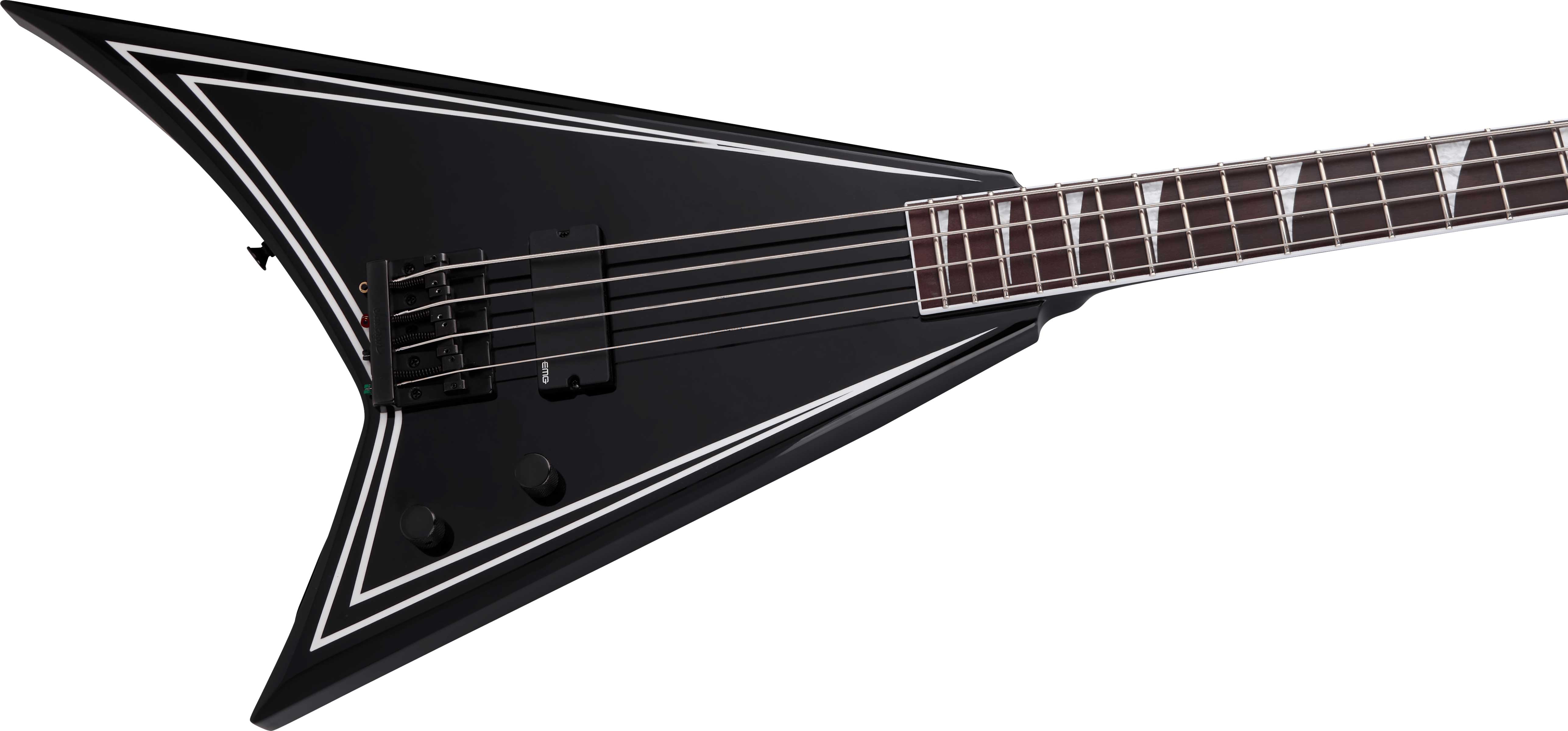 Jackson X Series RRB IV Rhoads Bass Amaranth Fingerboard Black with White Pinstripes