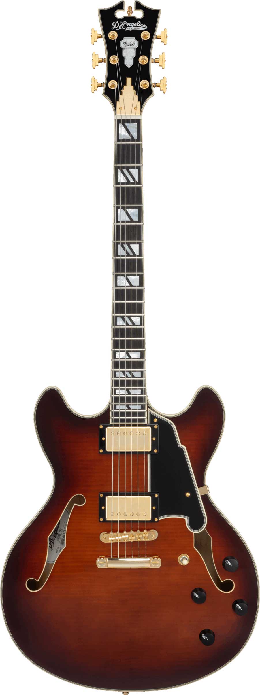 D'Angelico Excel DC Stop-Bar Amaretto Burst