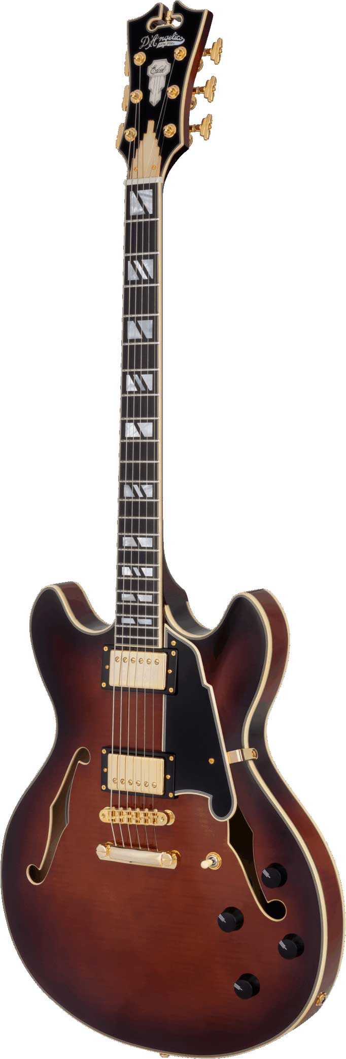 D'Angelico Excel DC Stop-Bar Amaretto Burst