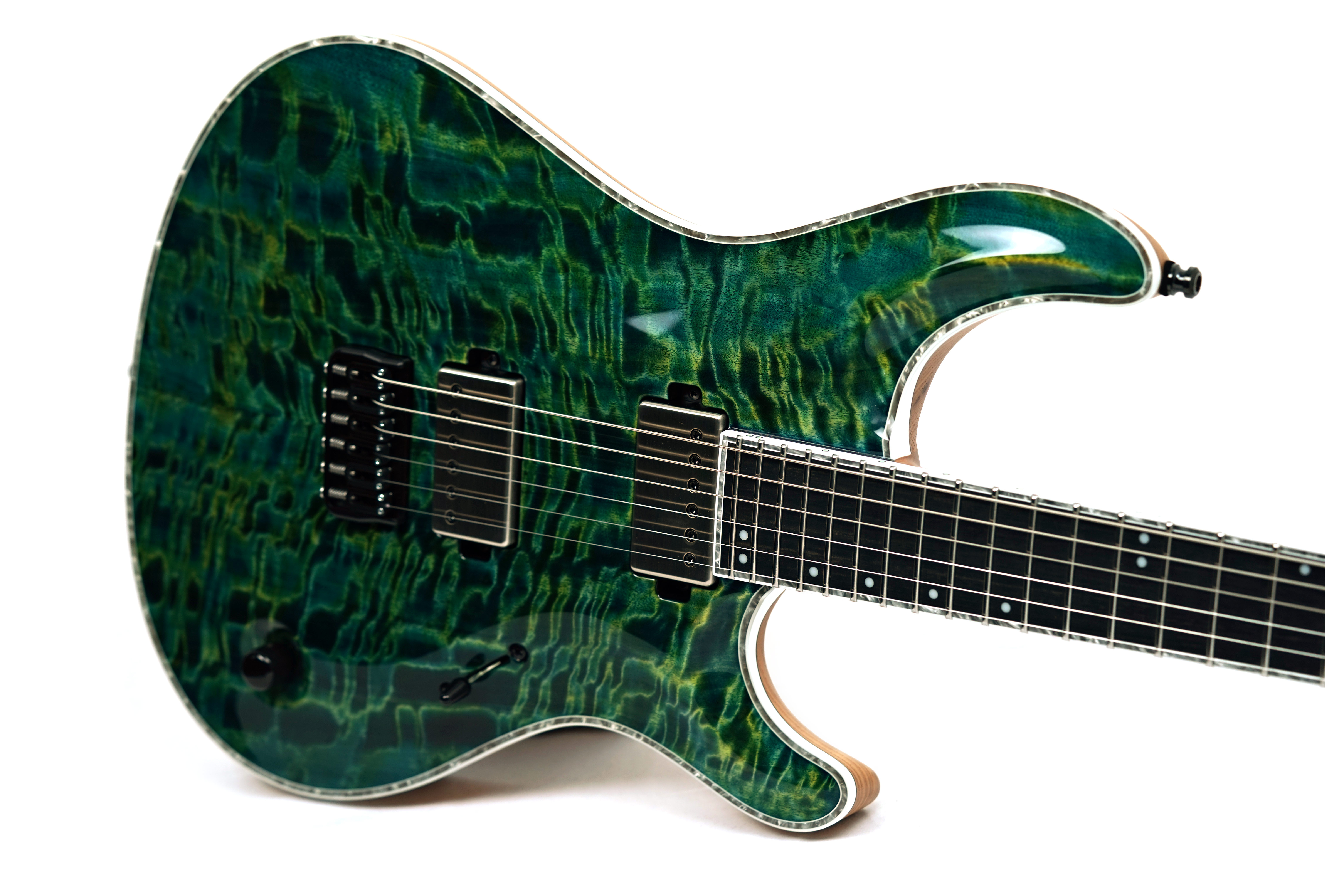 Mayones Regius Core 6 Curly Poplar 5A Trans Green Blue #RF2510185