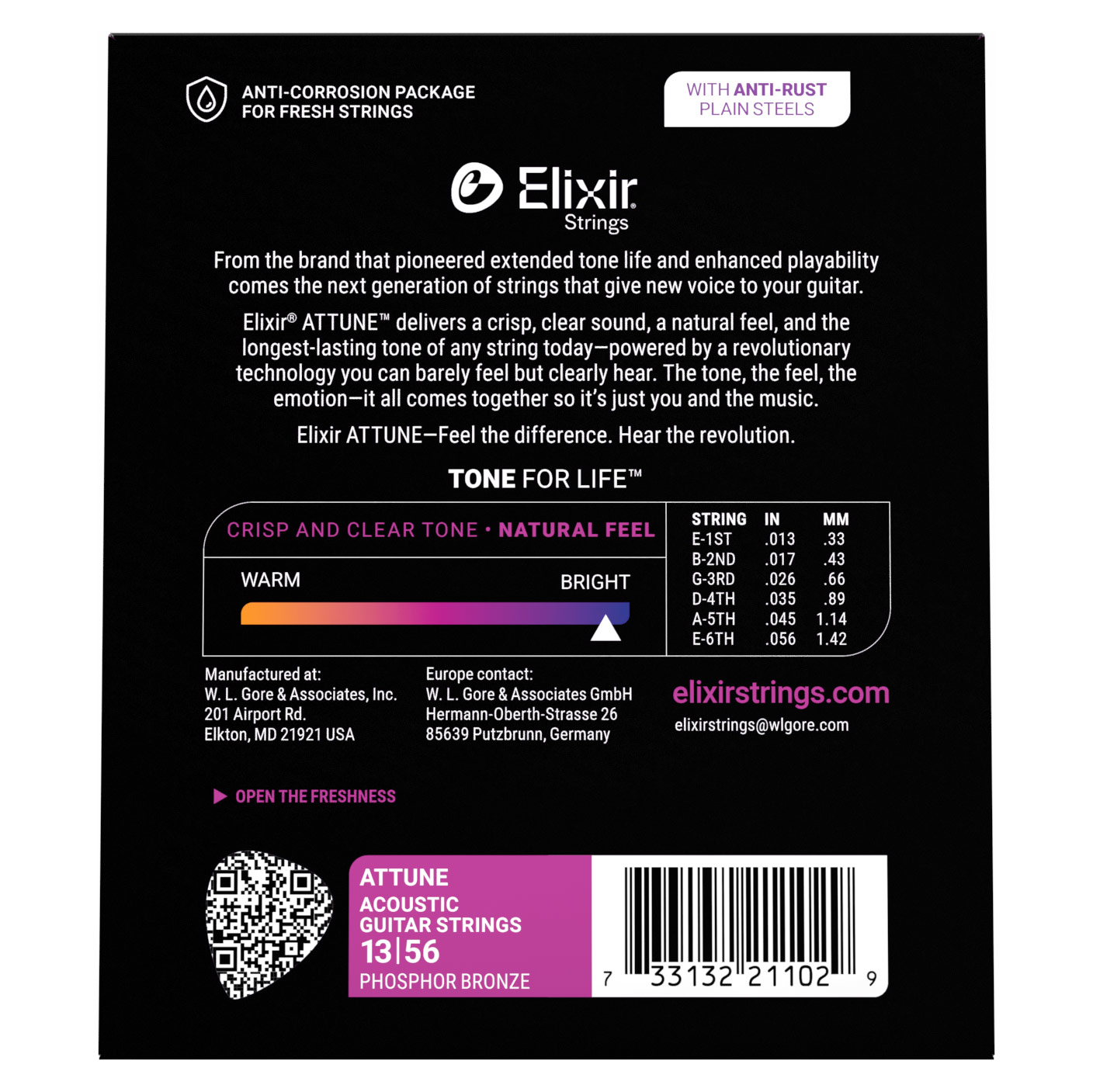 Elixir ATTUNE 92/8 Phosphor Bronze Medium 13-56