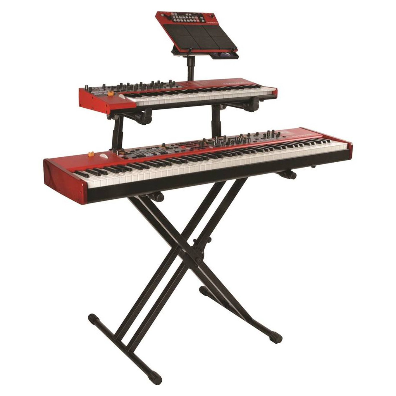 Quiklok QL742 Keyboard Stand Pro Series Double Braced Double Tier Black