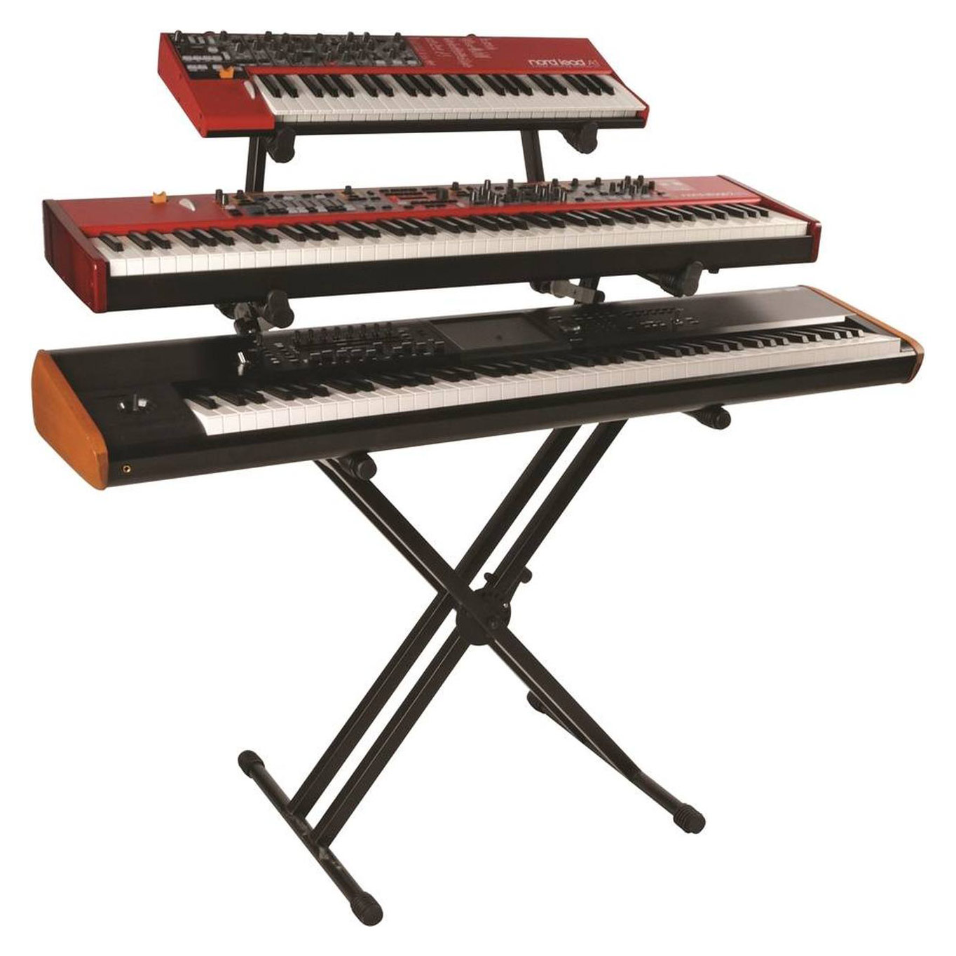 Quiklok QL723 Keyboard Stand Pro Series Double Braced Triple Tier Black