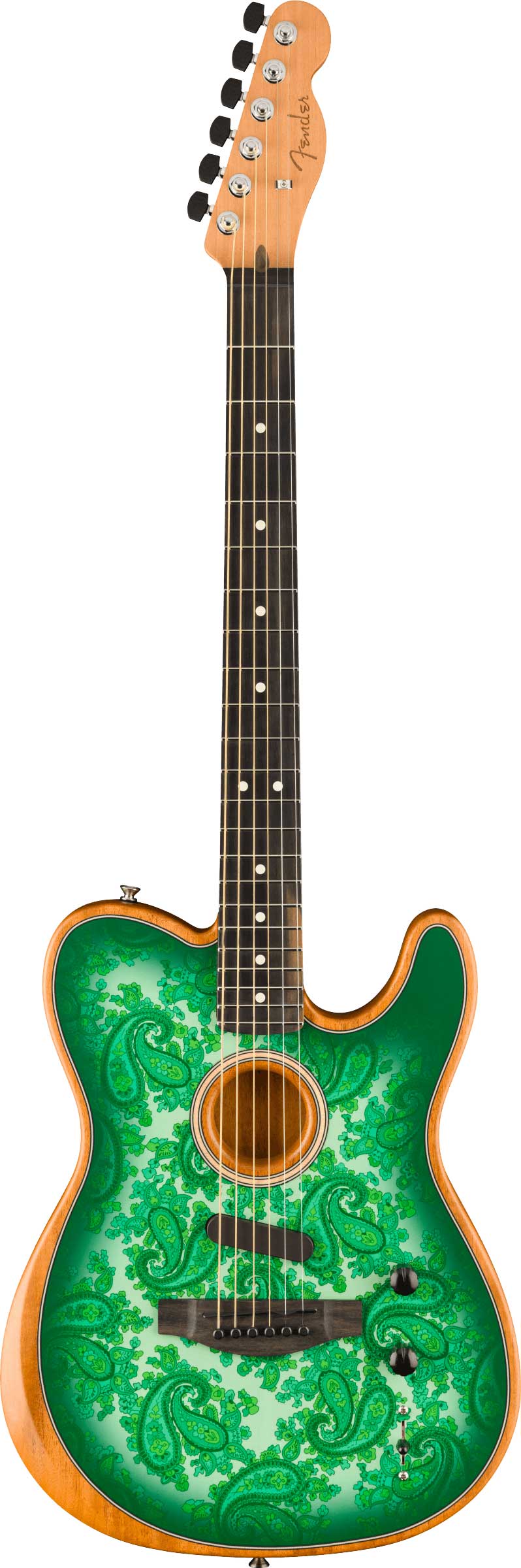 Fender Limited Edition American Acoustasonic Telecaster Green Paisley Ebony Fingerboard
