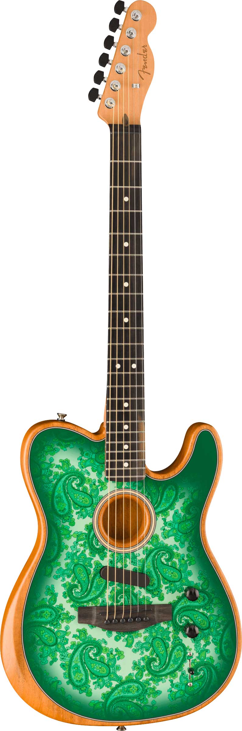 Fender Limited Edition American Acoustasonic Telecaster Green Paisley Ebony Fingerboard