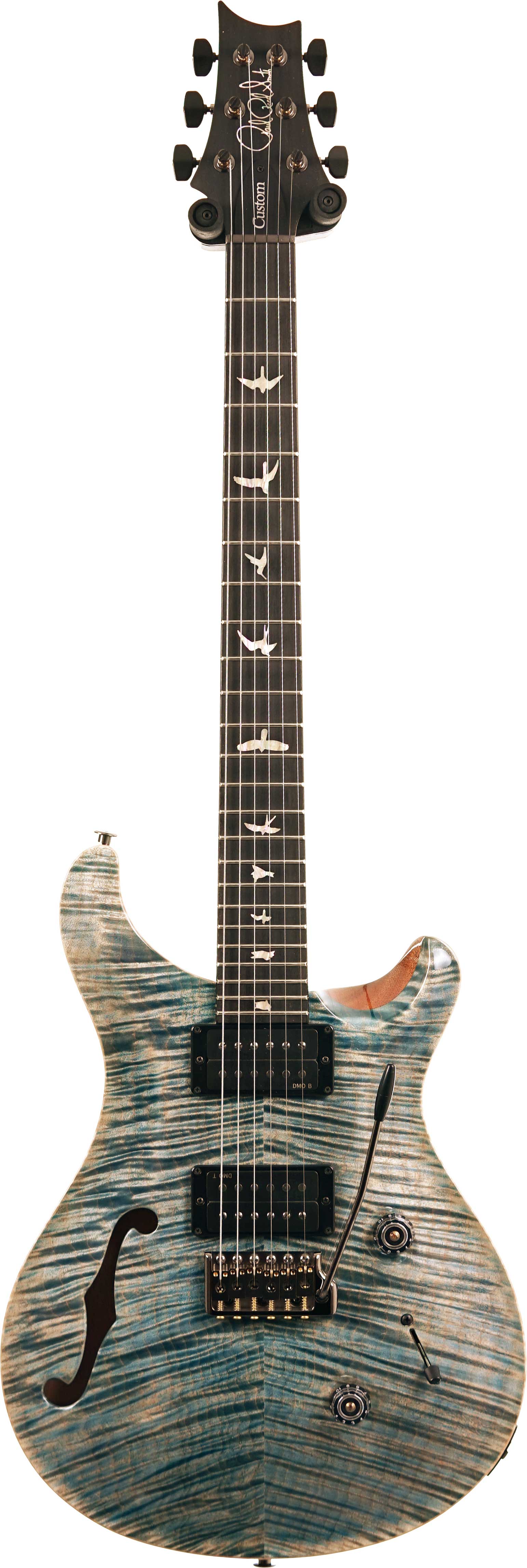 PRS Hand Selected Limited Edition Custom 24 Semi-Hollow Artist Grade Faded Indigo with Korean Awabi Birds #0424292
