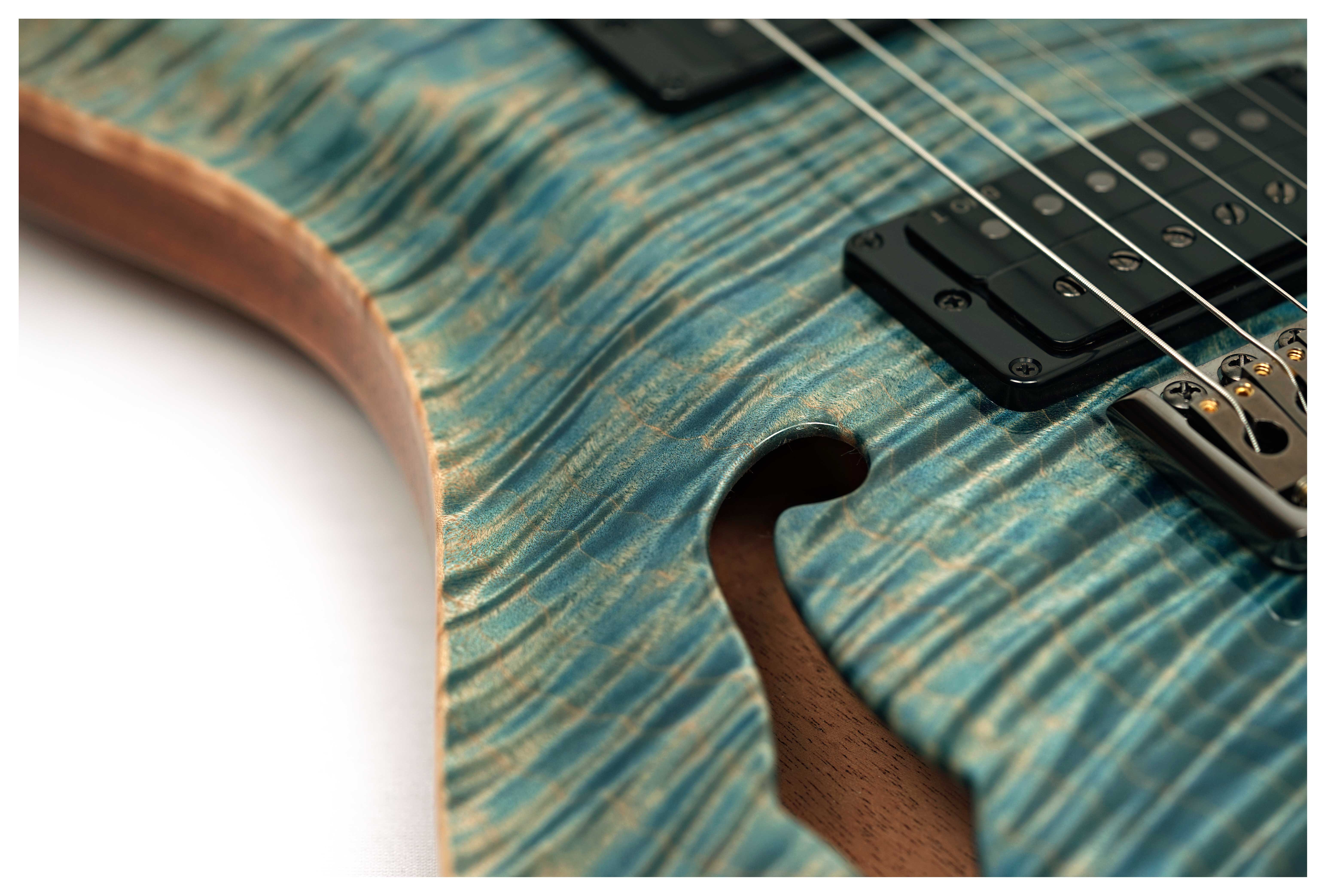 PRS Limited Edition Custom 24 Semi-Hollow Hand Selected Artist Grade Faded Indigo with Korean Awabi Birds #0424292