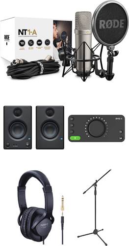 Rode NT1-A Vocal Recording Pack with Mic Stand, Headphones, Presonus Eris E3.5 and Audient EVO 4
