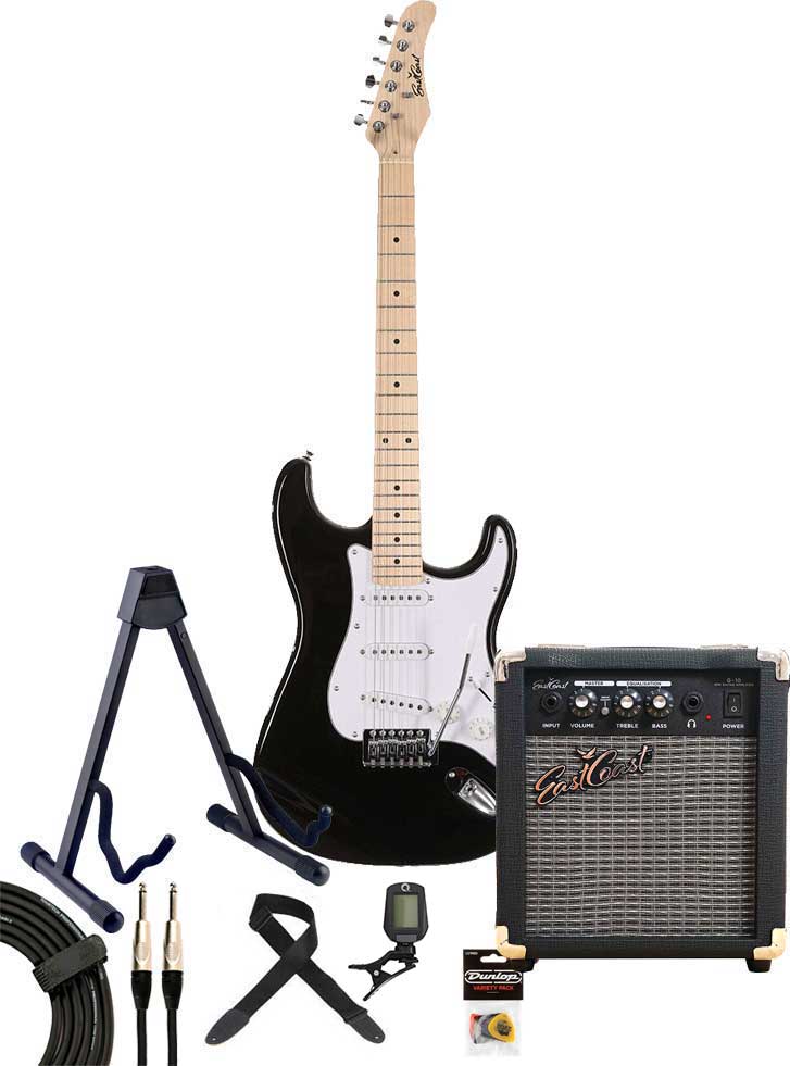 EastCoast ST1 Electric Guitar Pack Black 