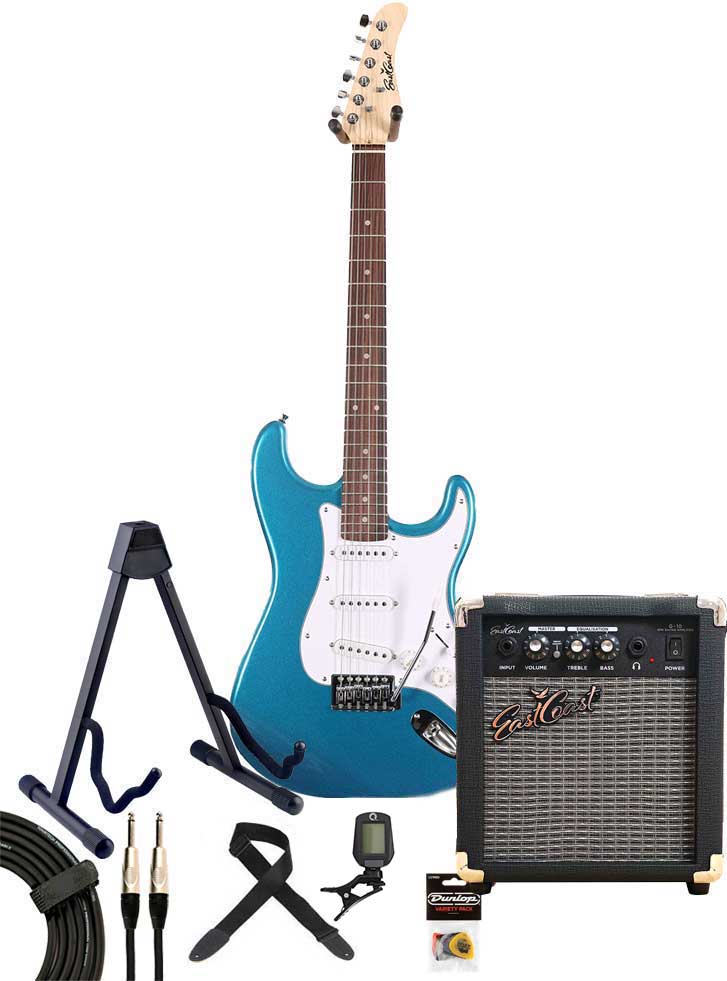 EastCoast ST1 Electric Guitar Pack Lake Placid Blue