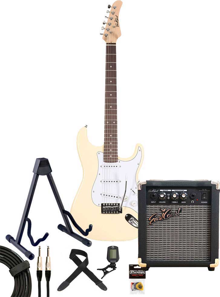 EastCoast ST1 Electric Guitar Pack Vintage White