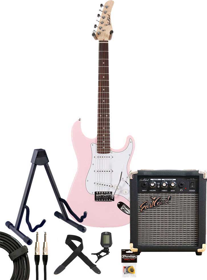 EastCoast ST1 Electric Guitar Pack Shell Pink