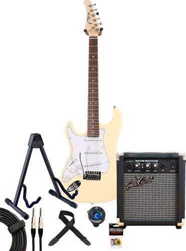 EastCoast ST1 Electric Guitar Pack Vintage White Left Handed EastCoast ST1 Electric Guitar Pack Vintage White Left Handed