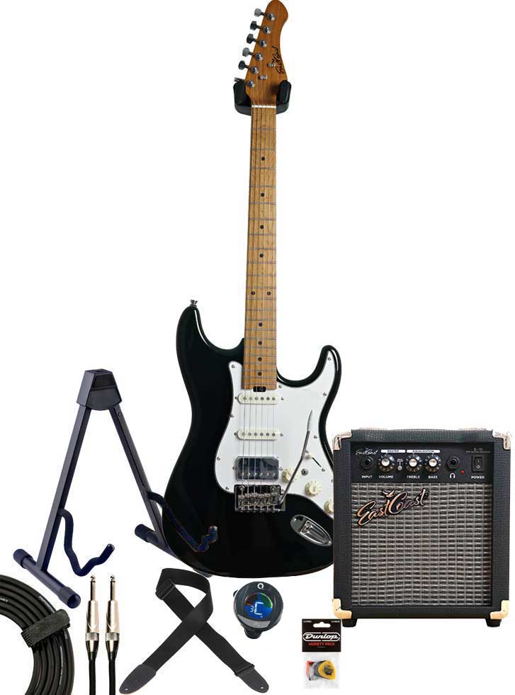 EastCoast ST2 Electric Guitar Pack Black