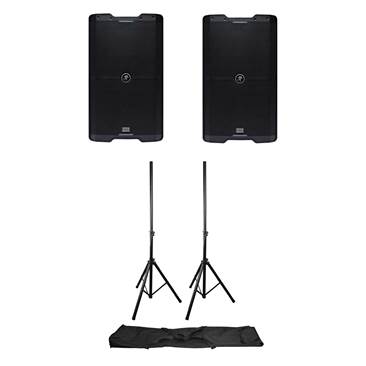 Mackie SRM212 V-Class 15 2000W Loudspeakers with Speaker Stands